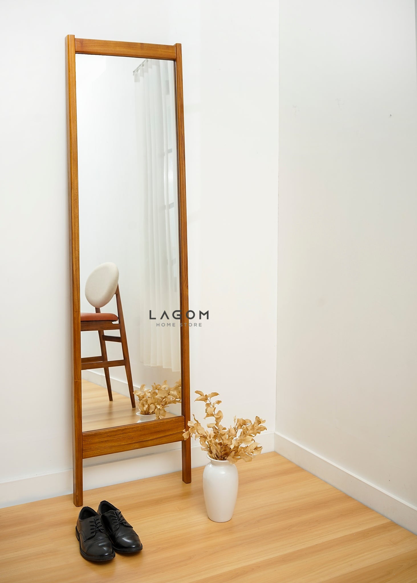 Cermin Kayu Jati Full Body Freestanding - Tinggi 183 cm Mirror Lagom Home Store Jati Furnitur Teak Furniture Jakarta