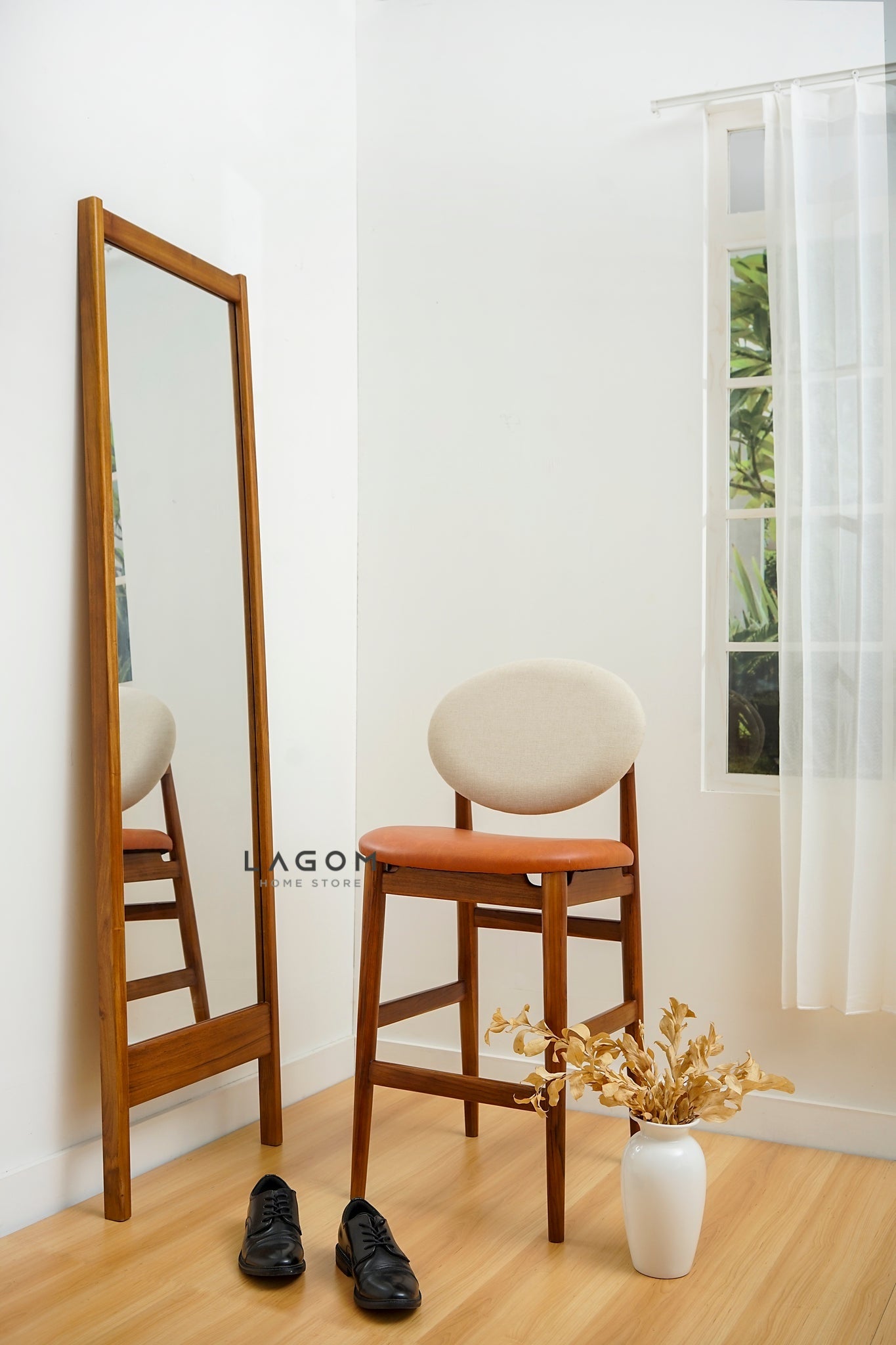 Cermin Kayu Jati Full Body Freestanding - Tinggi 183 cm Mirror Lagom Home Store Jati Furnitur Teak Furniture Jakarta