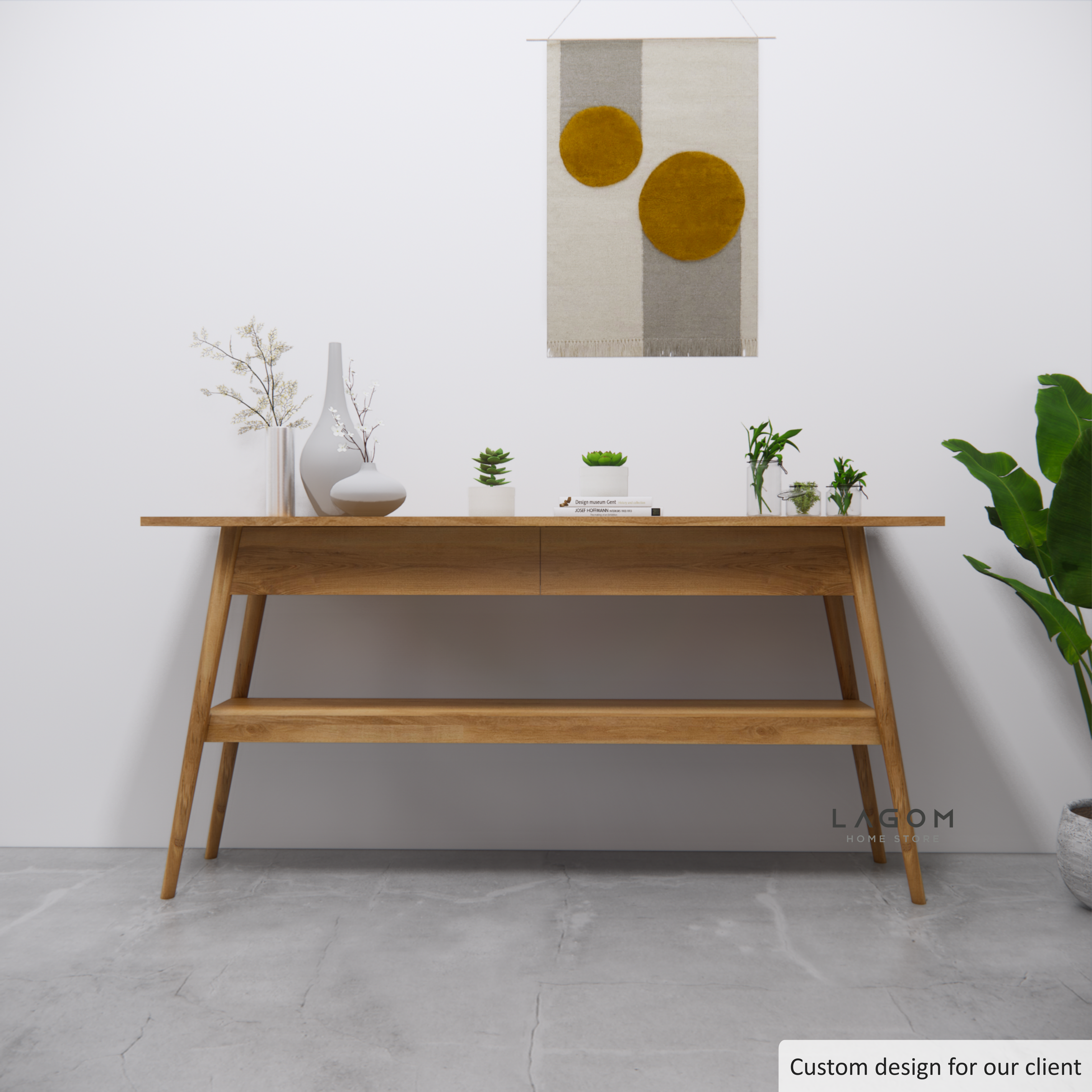 Custom-Made | Console Table Kayu Jati dengan Laci dan Ambalan