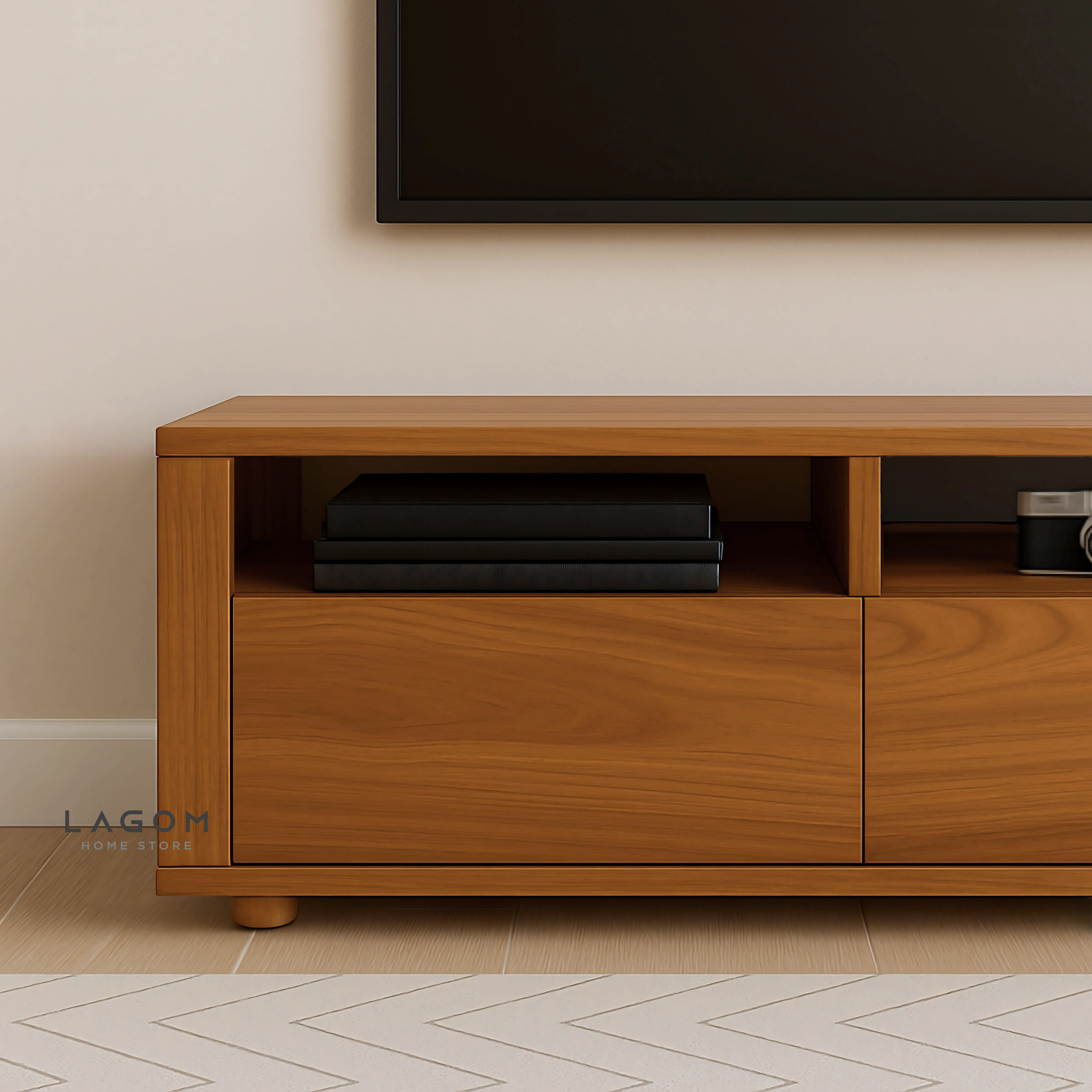 Custom-Made | 180 cm Solid Teak Wood TV Stand TV Cabinet Lagom Home Store Jati Furnitur Teak Furniture Jakarta