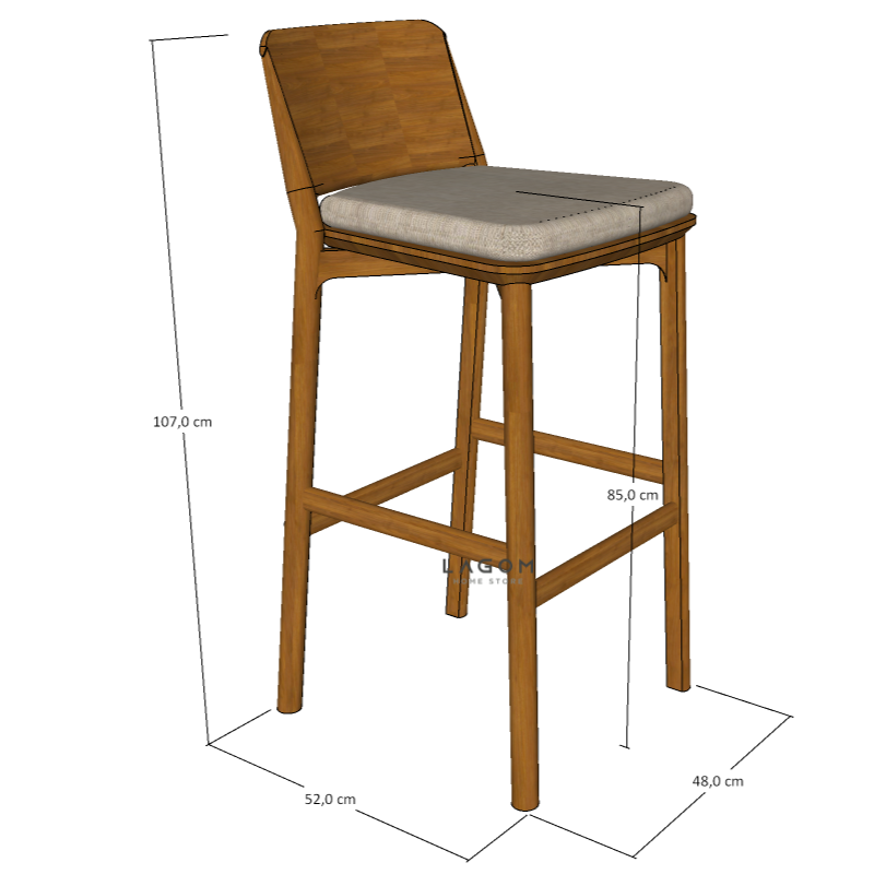 Custom-Made | Kursi Bar/Bar Stool Kayu Jati dengan Cushion Premium