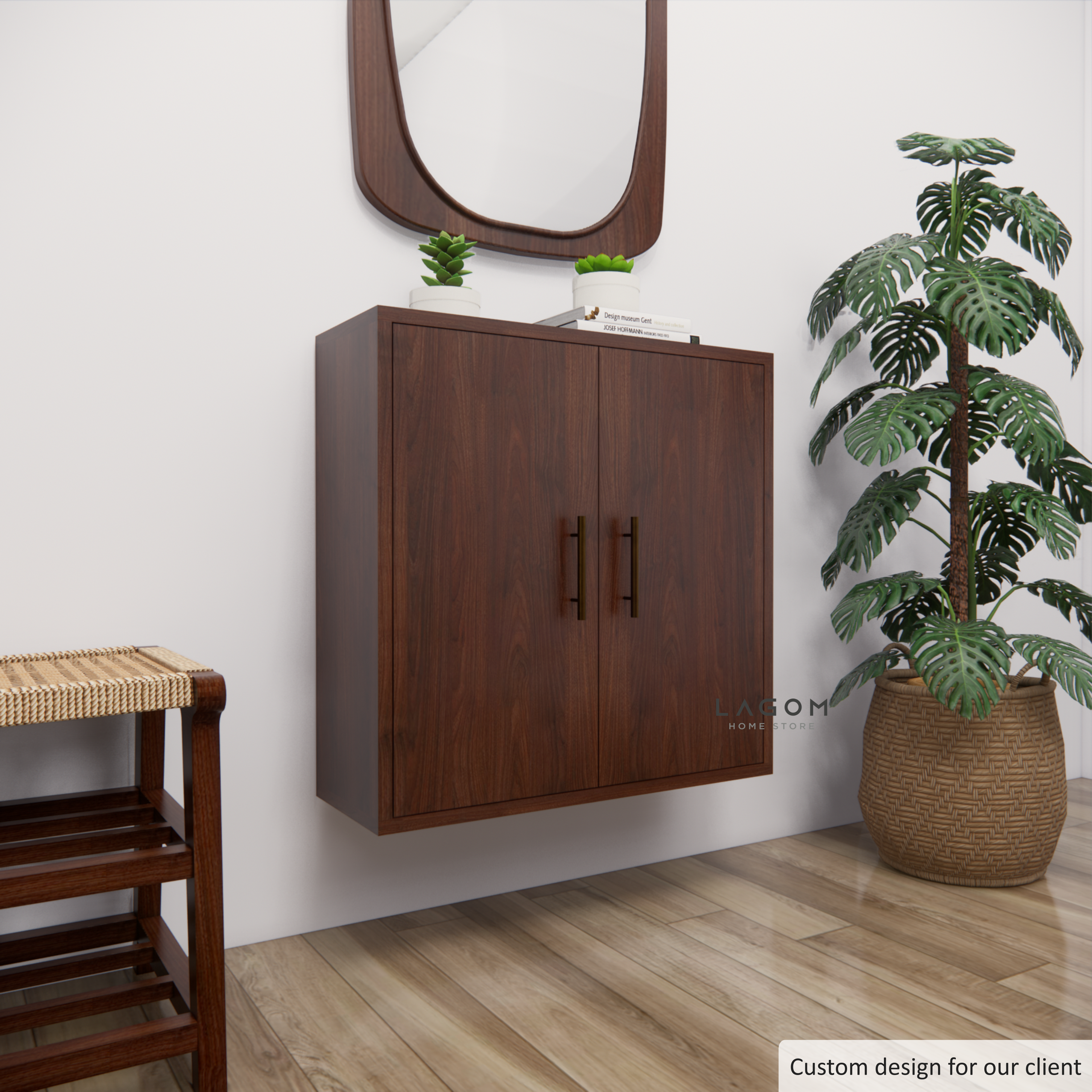 Custom-Made | Lemari Gantung Kayu Jati dengan 2 Pintu Wall Storage Lagom Home Store Jati Furnitur Teak Furniture Jakarta