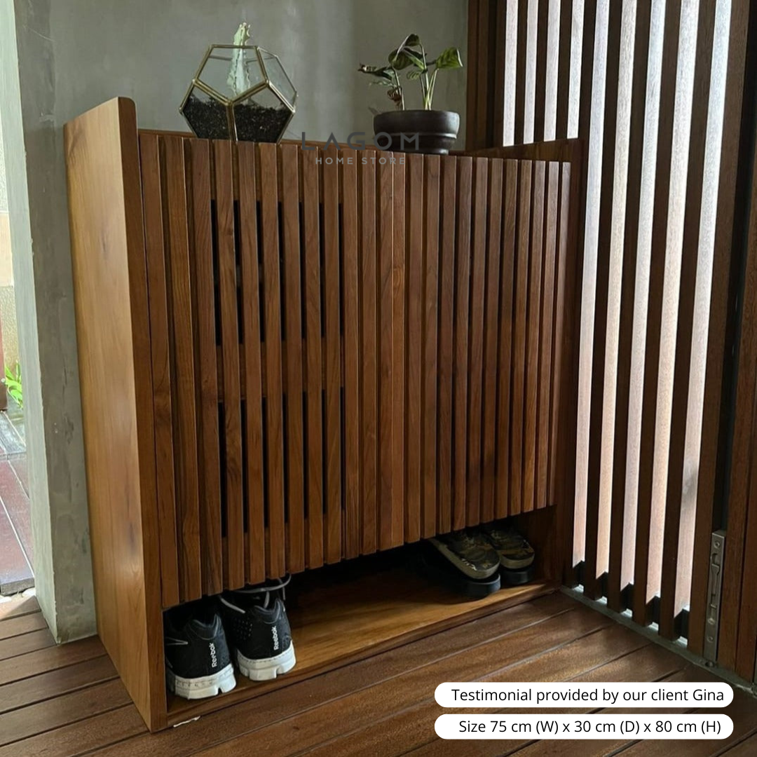 Custom-Made | Lemari Sepatu Eksklusif dari Kayu Jati dengan 2 Pintu Shoe Storage Lagom Home Store Jati Furnitur Teak Furniture Jakarta
