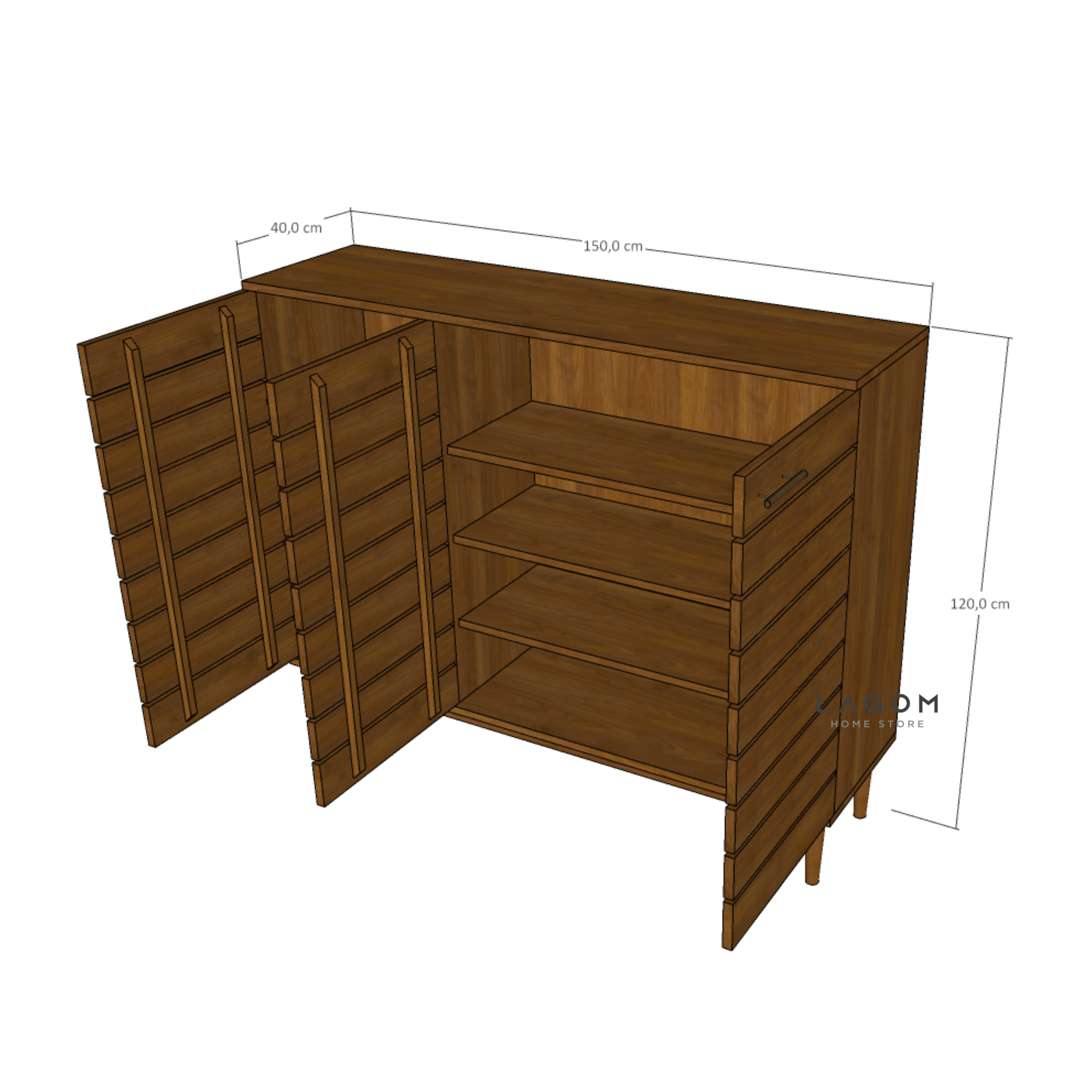 Custom-Made | Lemari Sepatu Eksklusif dari Kayu Jati dengan 3 Pintu Shoe Storage Lagom Home Store Jati Furnitur Teak Furniture Jakarta