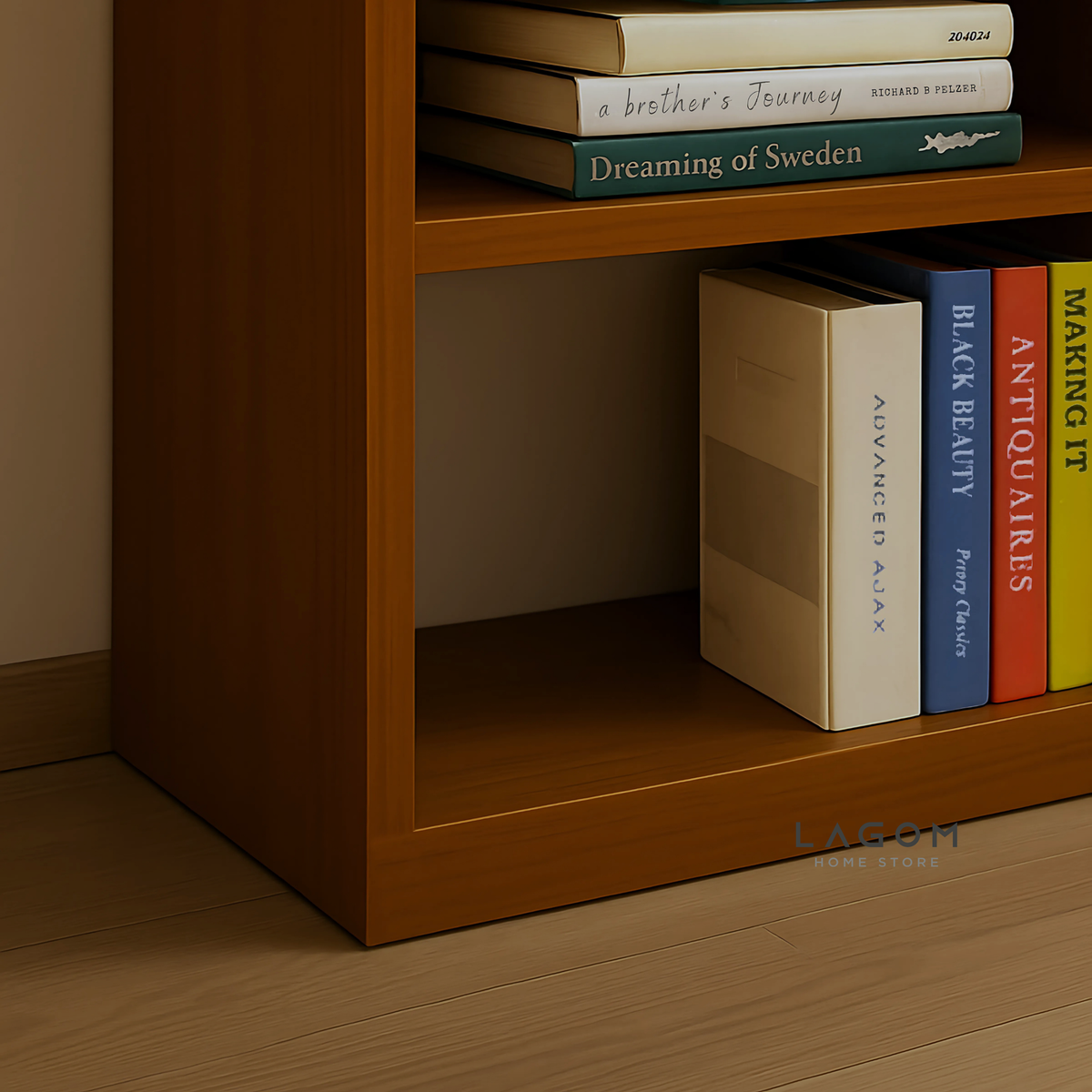 Custom-Made | Lowline Teak Open Shelf with 8 Sections Bookshelves Lagom Home Store Jati Furnitur Teak Furniture Jakarta