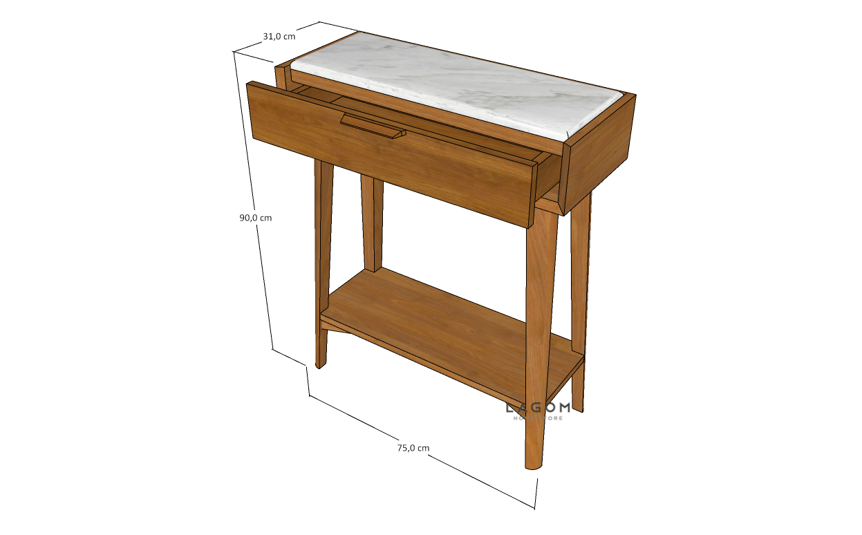 Custom-Made | Meja Konsol Eksklusif dari Kayu Jati dan Marmer Console Table Lagom Home Store Jati Furnitur Teak Furniture Jakarta