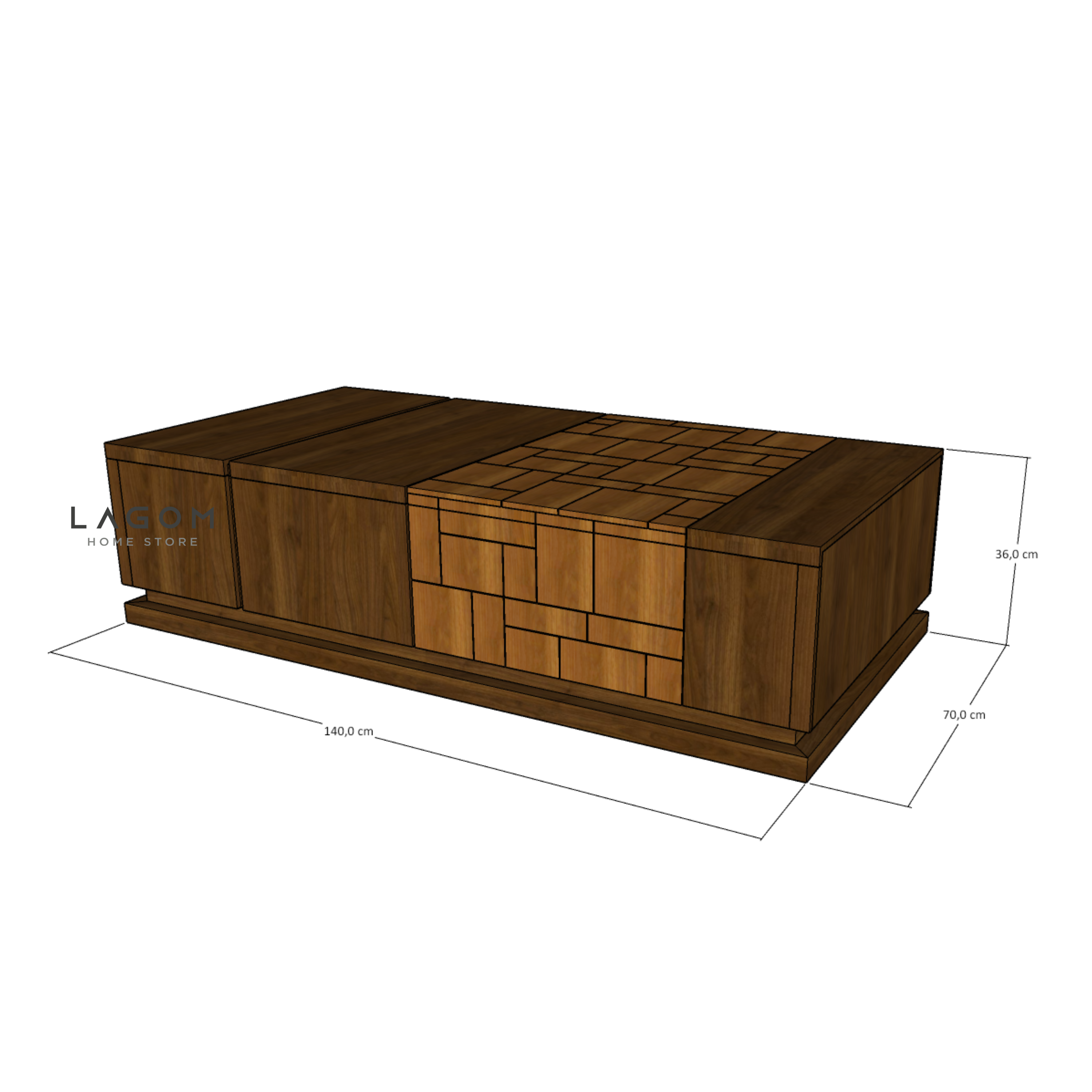 Custom-Made | Teak Wood Coffee Table with Hidden Storage Coffee Table Lagom Home Store Jati Furnitur Teak Furniture Jakarta