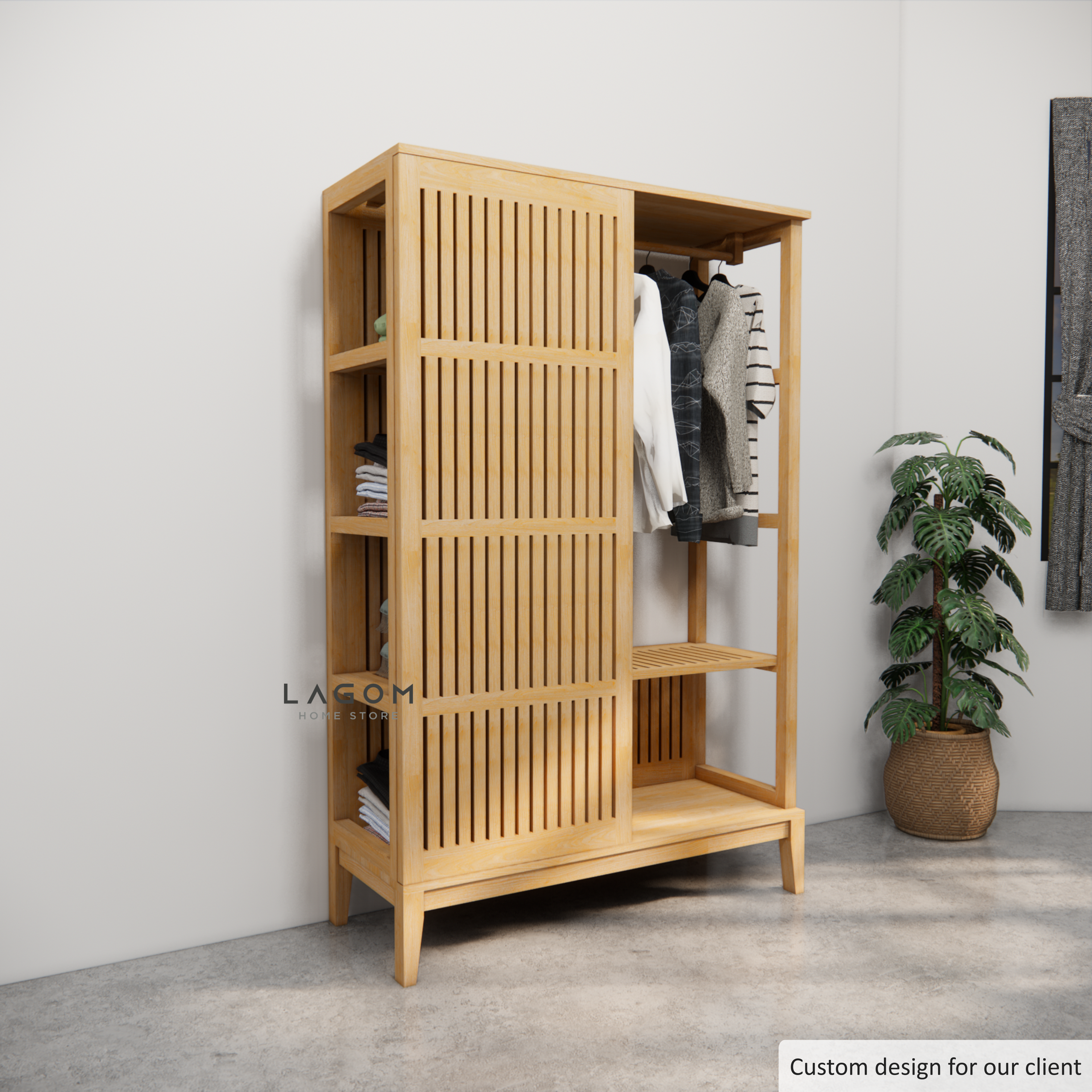Custom-Made | Unique Solid Teak Wardrobe Wardrobe Lagom Home Store Jati Furnitur Teak Furniture Jakarta