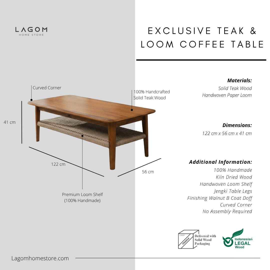 Exclusive Teak & Loom Coffee Table Coffee Table Lagom Home Store Jati Furnitur Teak Furniture Jakarta