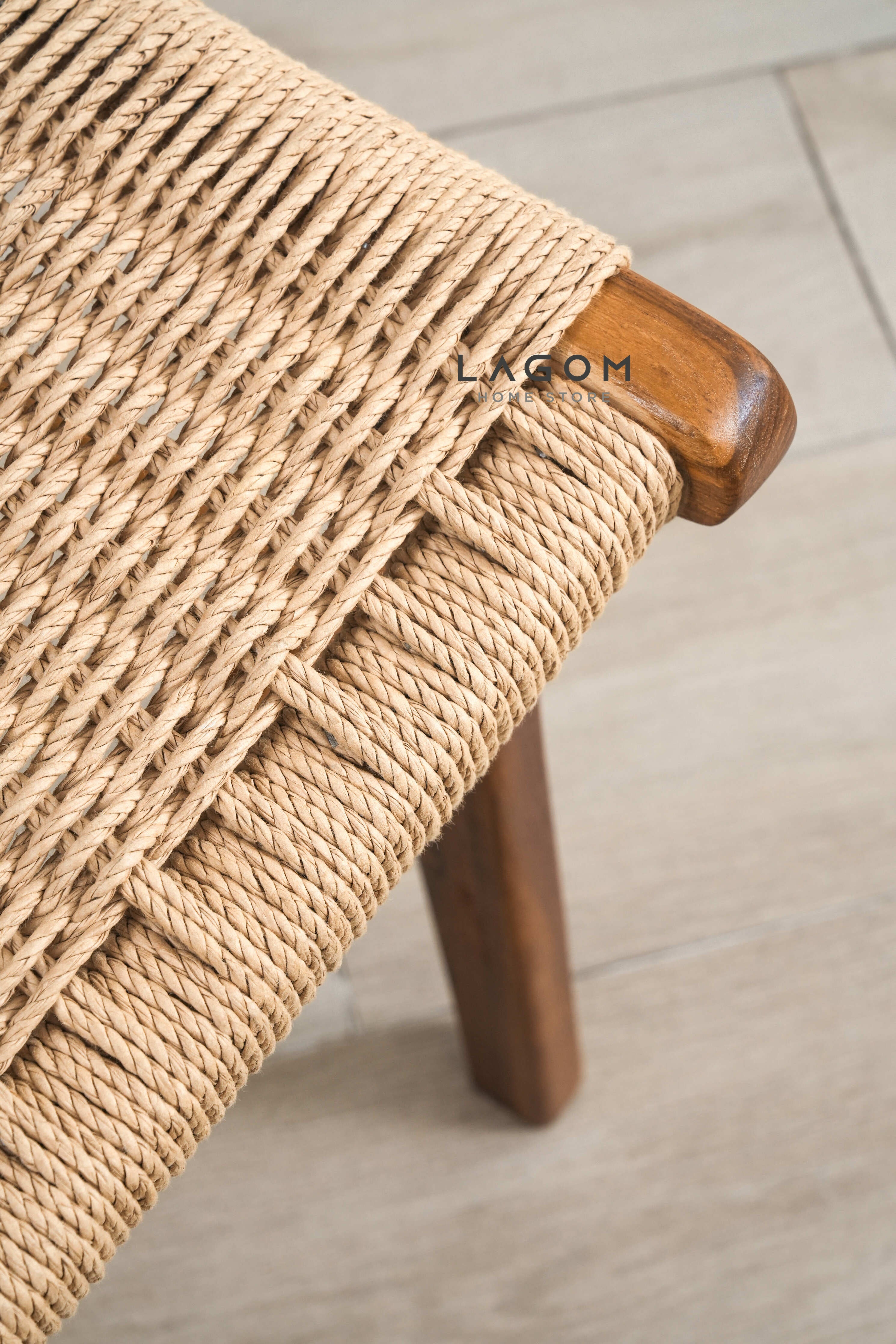 Kursi Kayu Jati Solid dengan Material Loom Premium Chair Lagom Home Store Jati Furnitur Teak Furniture Jakarta