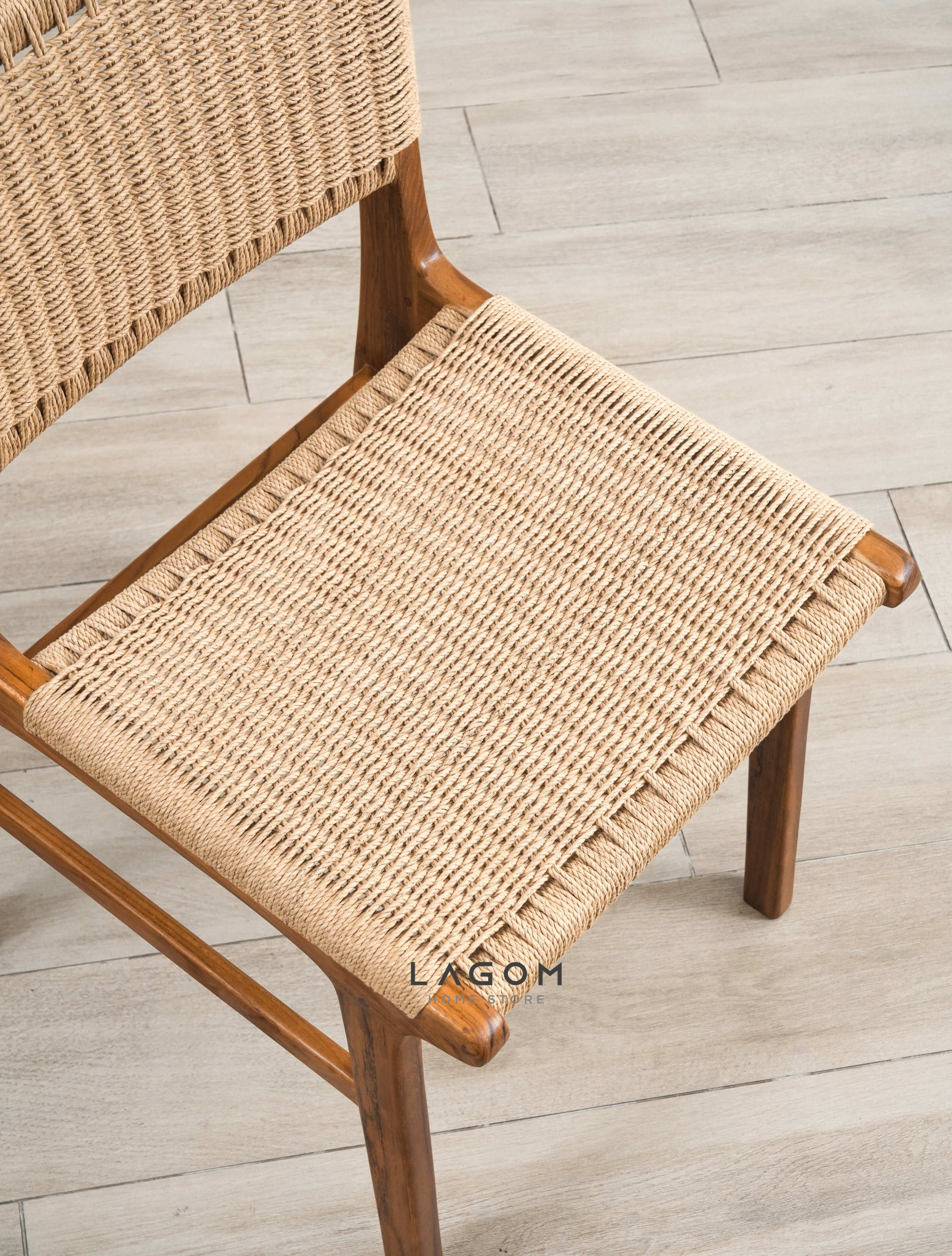 Kursi Kayu Jati Solid dengan Material Loom Premium Chair Lagom Home Store Jati Furnitur Teak Furniture Jakarta