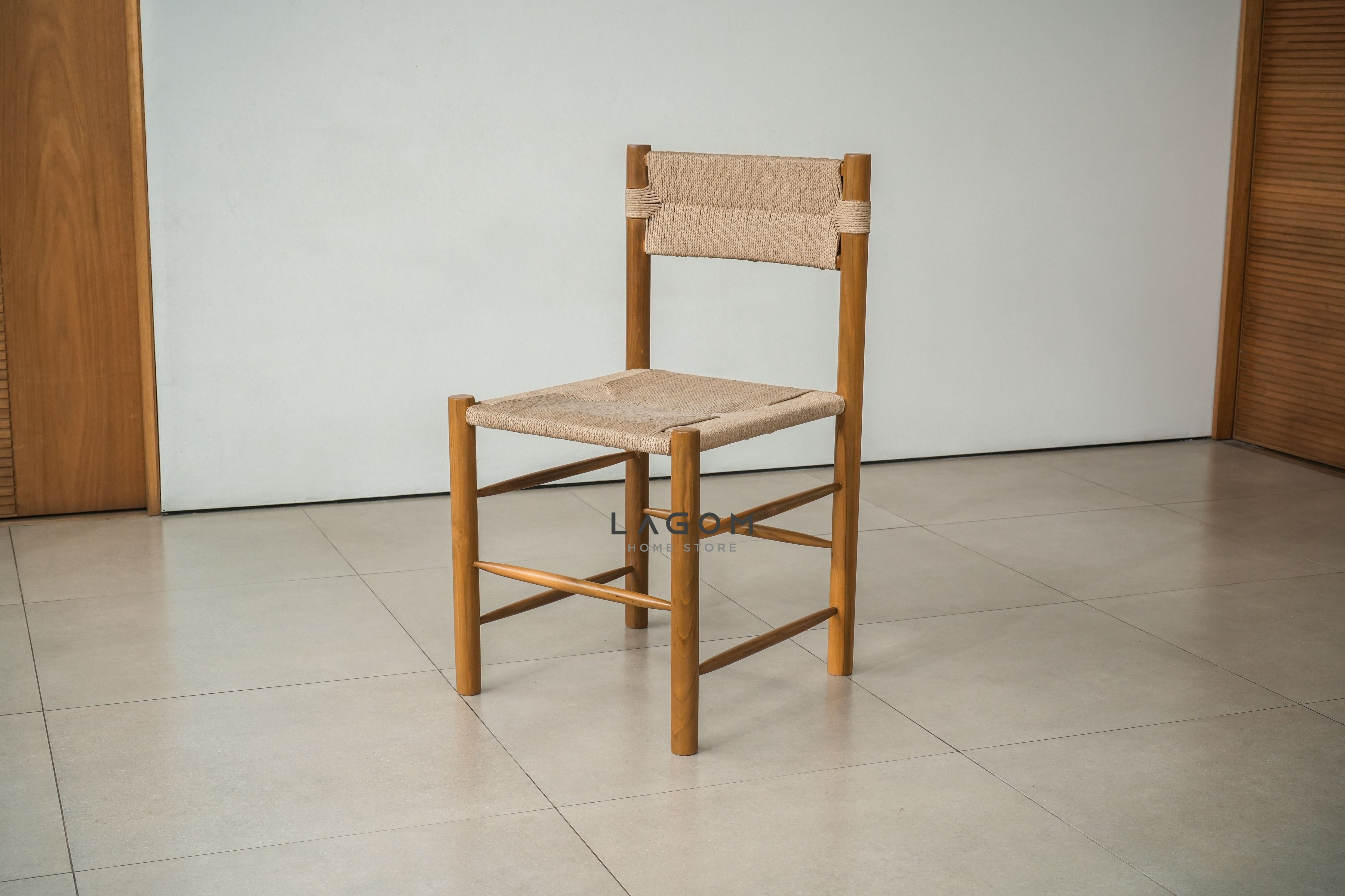 Kursi Kerja dan Makan Kayu Jati Solid dengan Loom Premium Chair Lagom Home Store Jati Furnitur Teak Furniture Jakarta