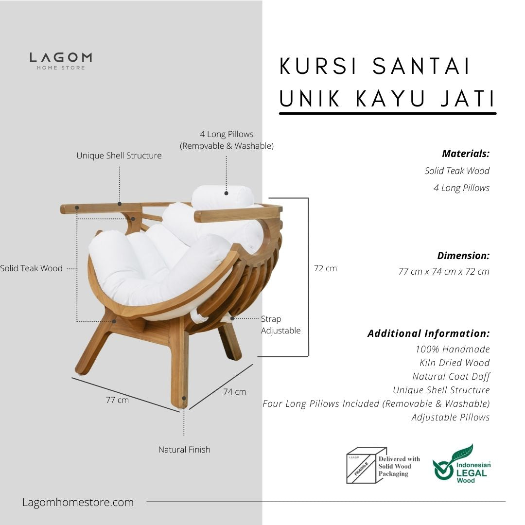 Kursi Santai Unik Bahan Kayu Jati Solid Chair Lagom Home Store Jati Furnitur Teak Furniture Jakarta