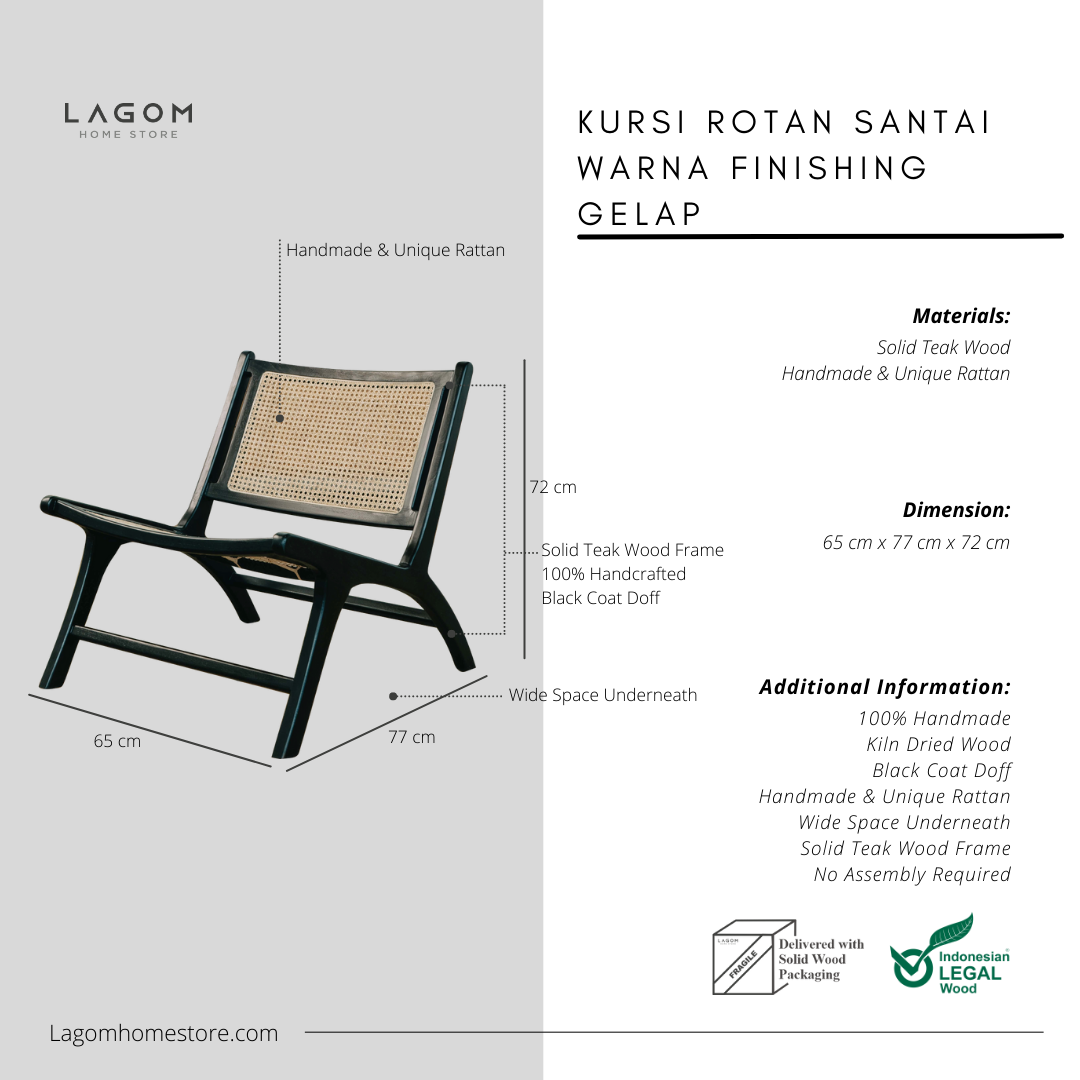 Kursi Santai Unik dari Rotan dan Kayu Jati Chair Lagom Home Store Jati Furnitur Teak Furniture Jakarta