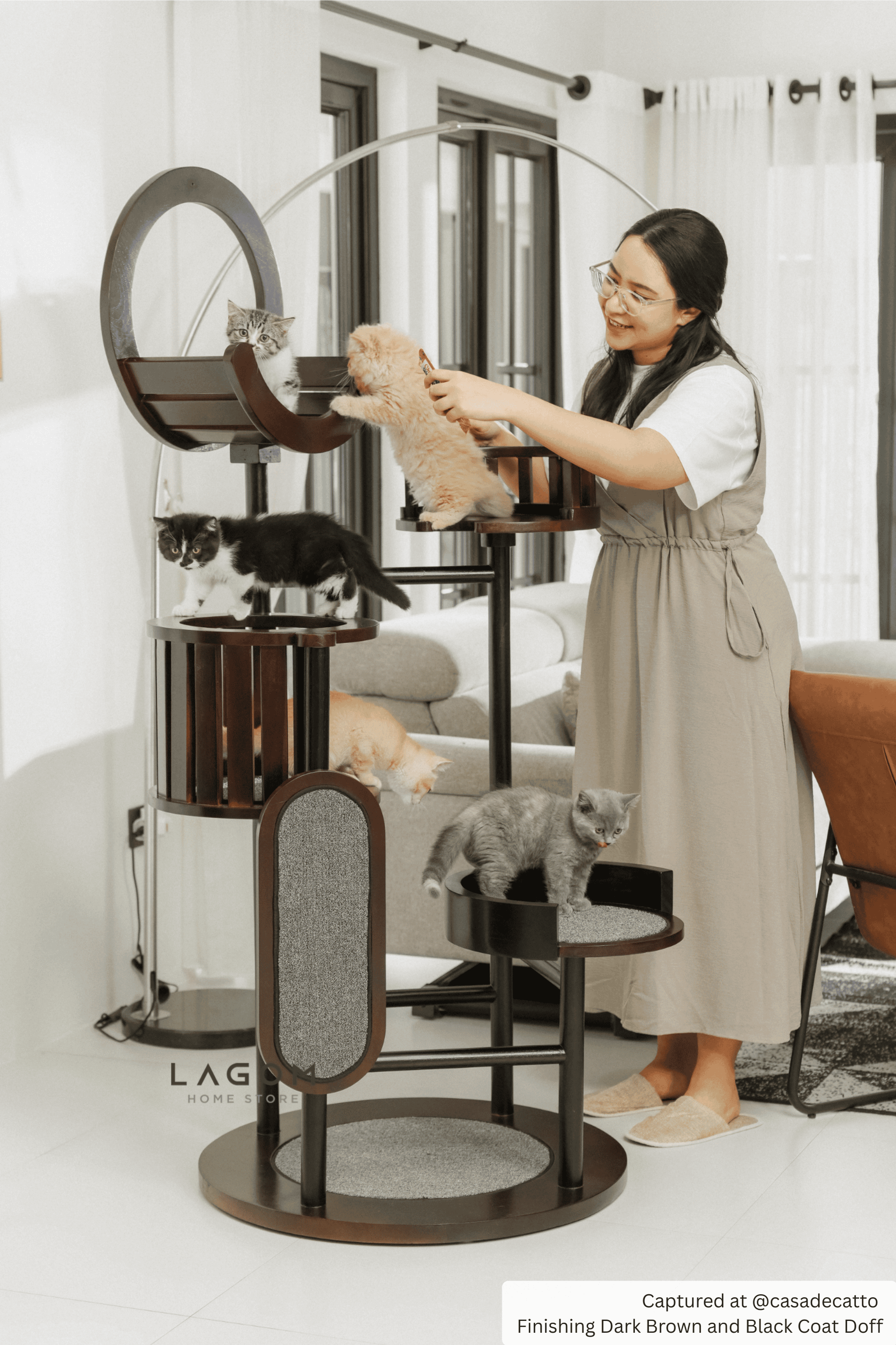 Luxury Cat Tree in Solid Teak Wood Cat Tree Lagom Home Store Jati Furnitur Teak Furniture Jakarta