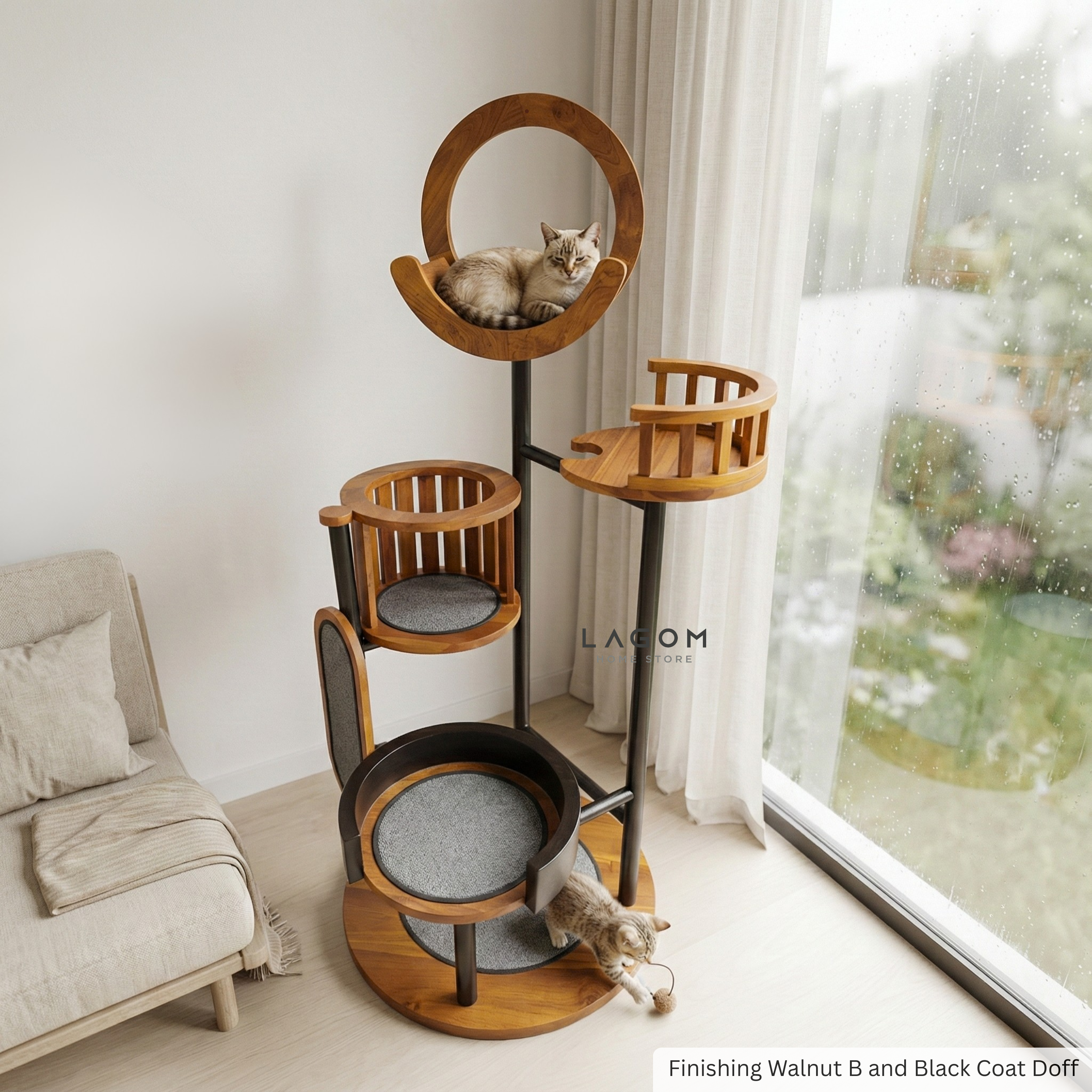 Luxury Cat Tree in Solid Teak Wood Cat Tree Lagom Home Store Jati Furnitur Teak Furniture Jakarta