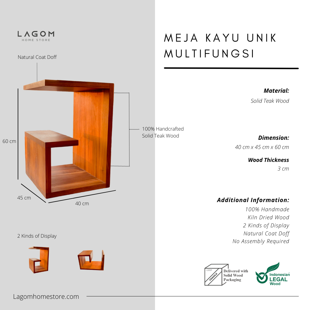 Meja Kayu Multifungsi: Keindahan yang Fleksibel untuk Setiap Ruangan Side Table Lagom Home Store Jati Furnitur Teak Furniture Jakarta