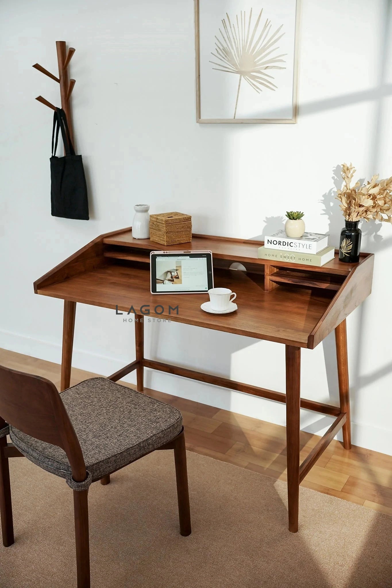 Meja Kerja Meja Belajar Unik dari Kayu Jati Solid Desk Lagom Home Store Jati Furnitur Teak Furniture Jakarta