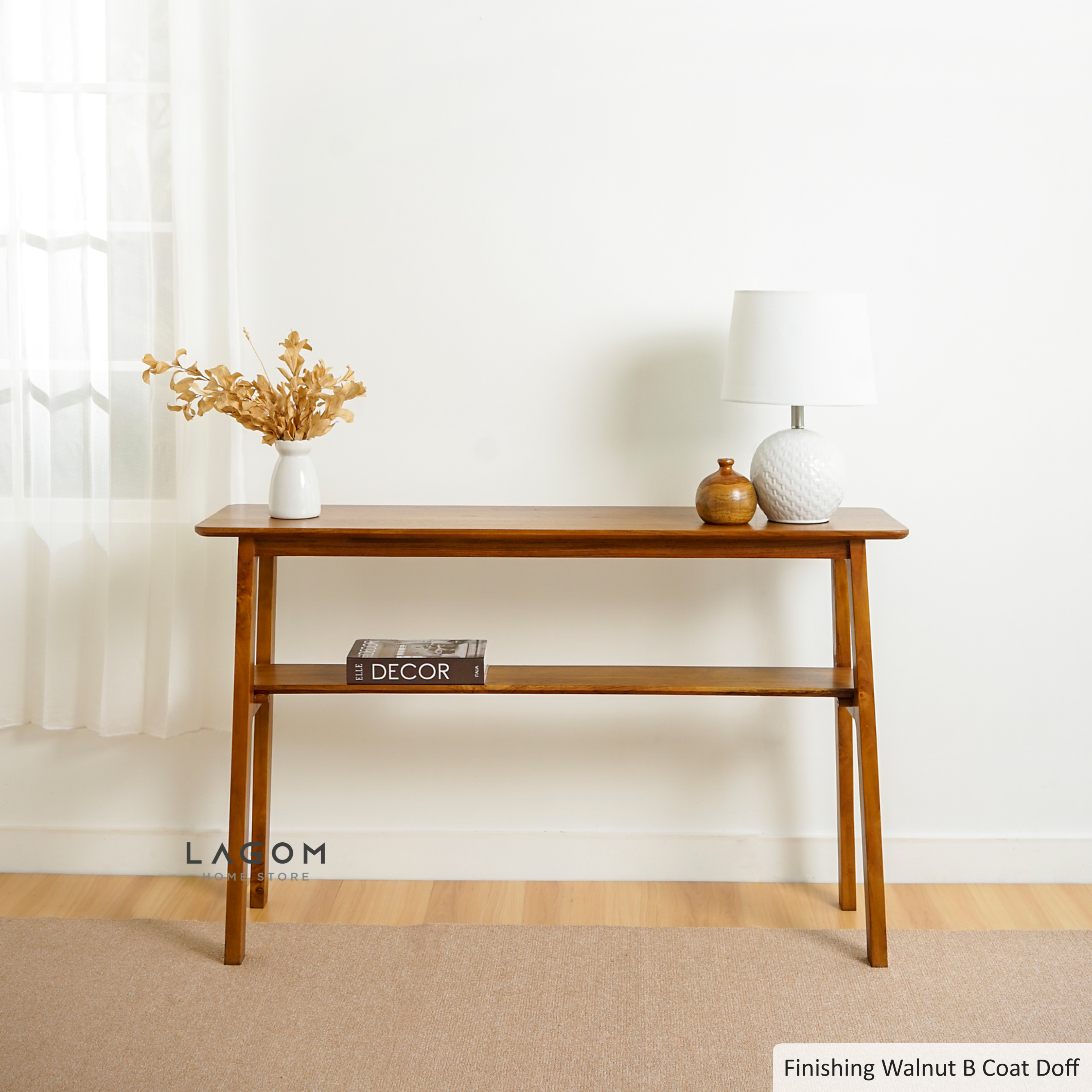 Meja Konsol Kayu Jati dengan Ambalan Console Table Lagom Home Store Jati Furnitur Teak Furniture Jakarta