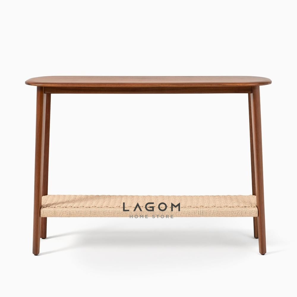 Meja Konsol Kayu Jati dengan Rak Premium Loom Console Table Lagom Home Store Jati Furnitur Teak Furniture Jakarta