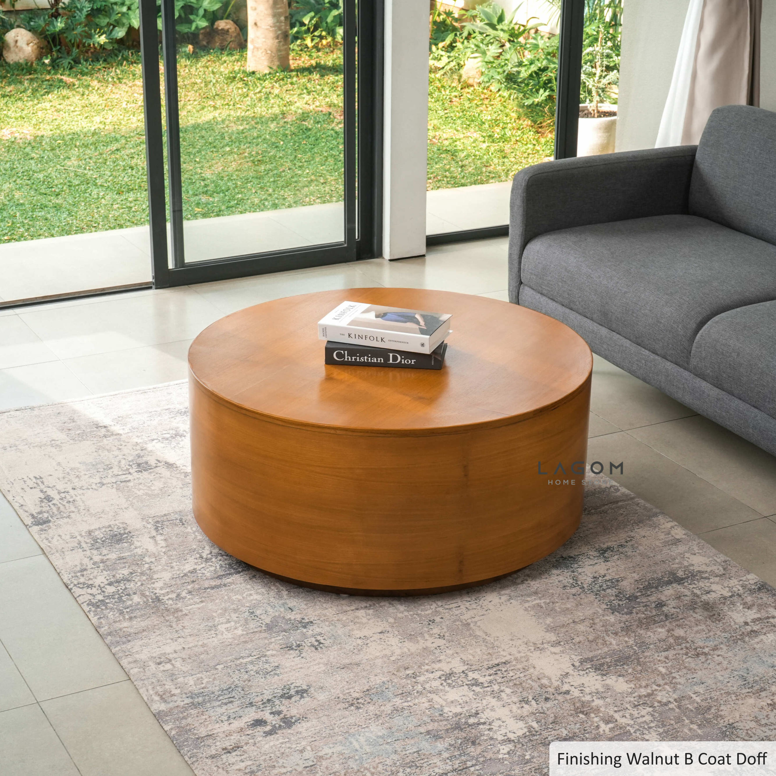 Meja Kopi Bulat dari Kayu Jati - Diameter 92 cm Coffee Table Lagom Home Store Jati Furnitur Teak Furniture Jakarta