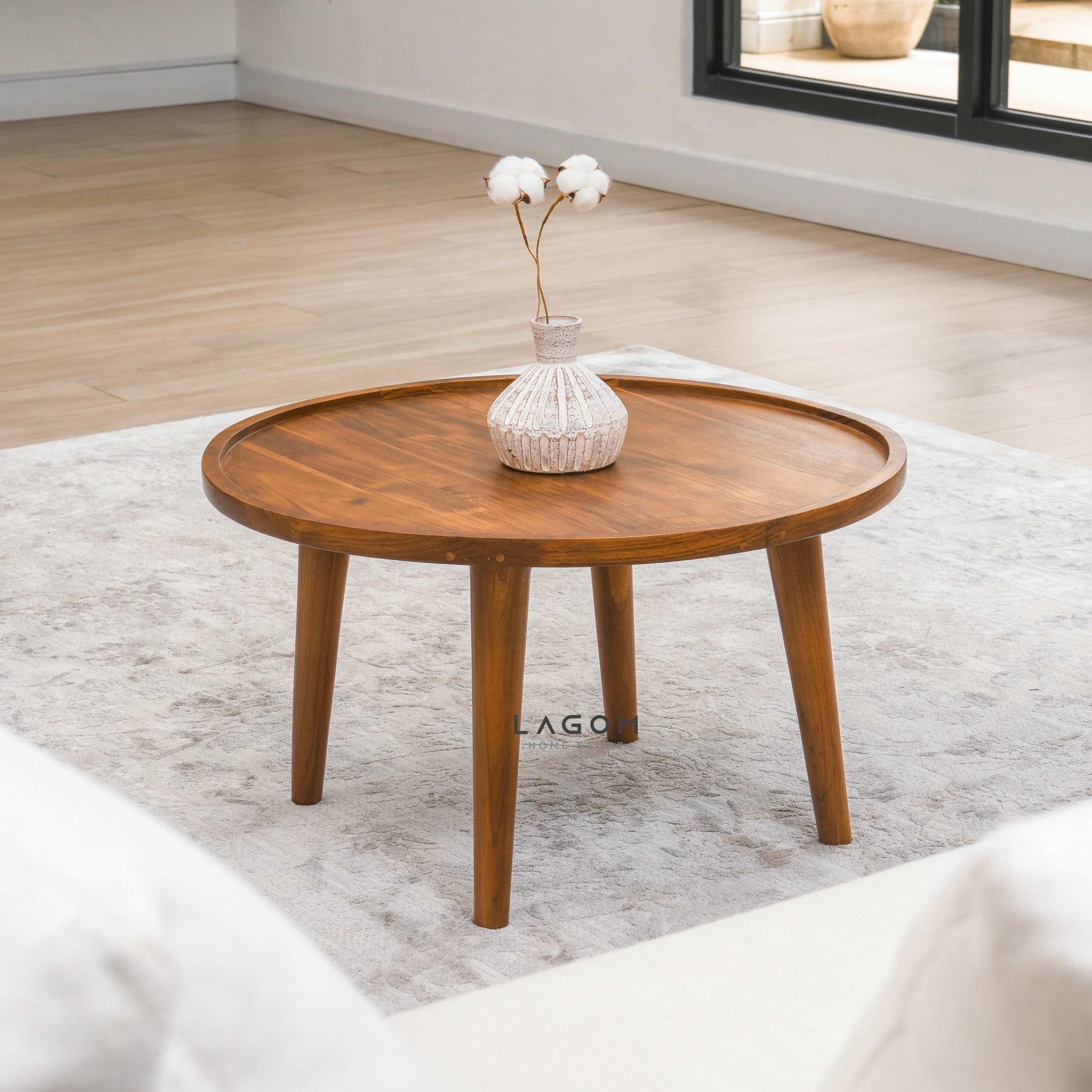 Meja Kopi Bundar Kayu Jati Solid - Diameter 71 cm Coffee Table Lagom Home Store Jati Furnitur Teak Furniture Jakarta