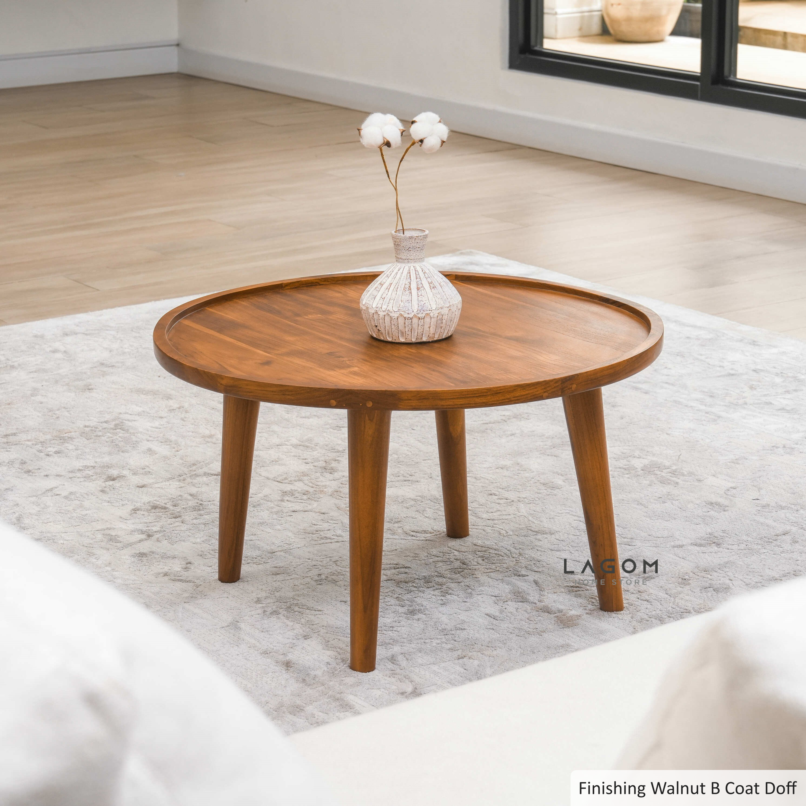 Meja Kopi Bundar Kayu Jati Solid - Diameter 71 cm Coffee Table Lagom Home Store Jati Furnitur Teak Furniture Jakarta