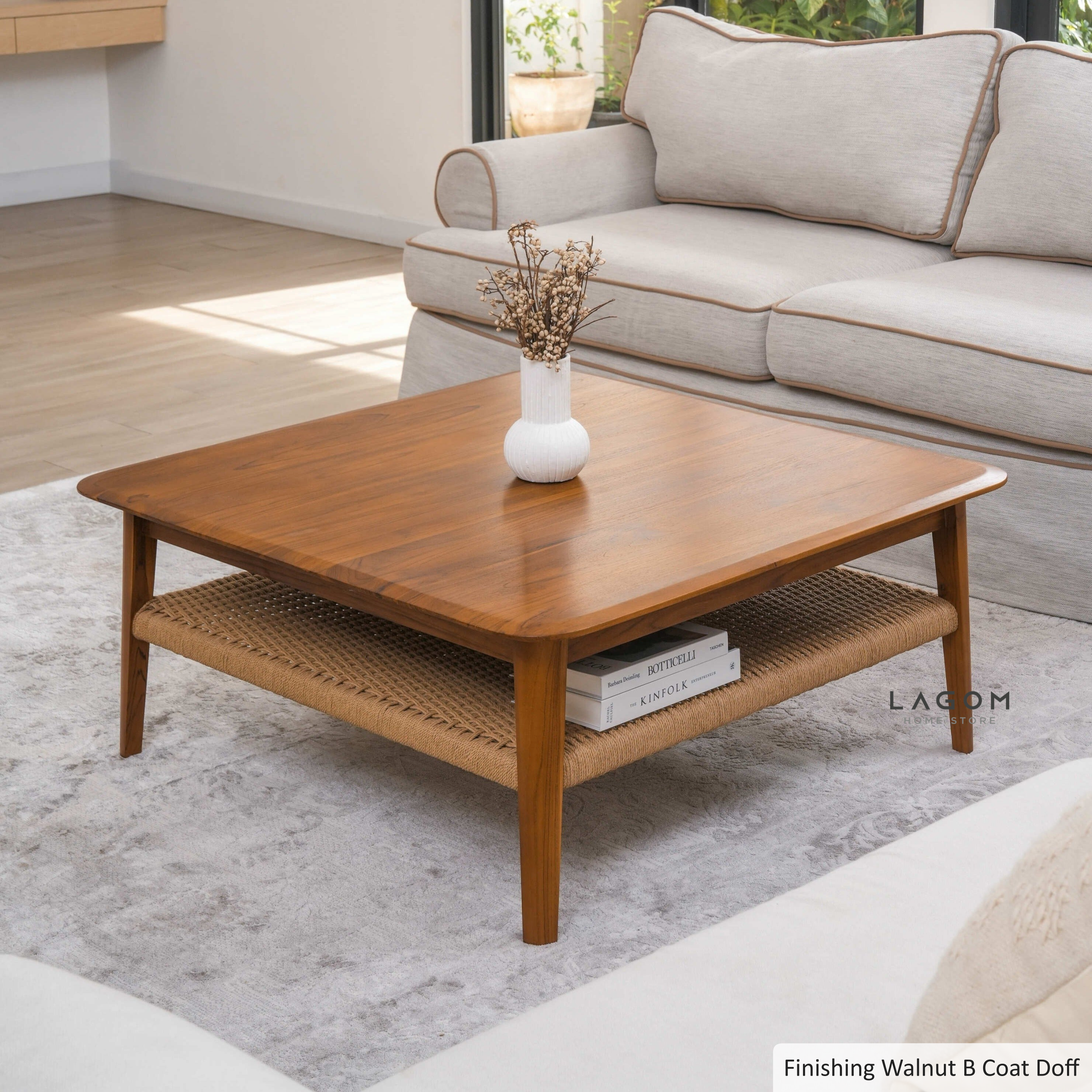 Meja Kopi Ruang Tamu dari Kayu Jati Bentuk Persegi Coffee Table Lagom Home Store Jati Furnitur Teak Furniture Jakarta