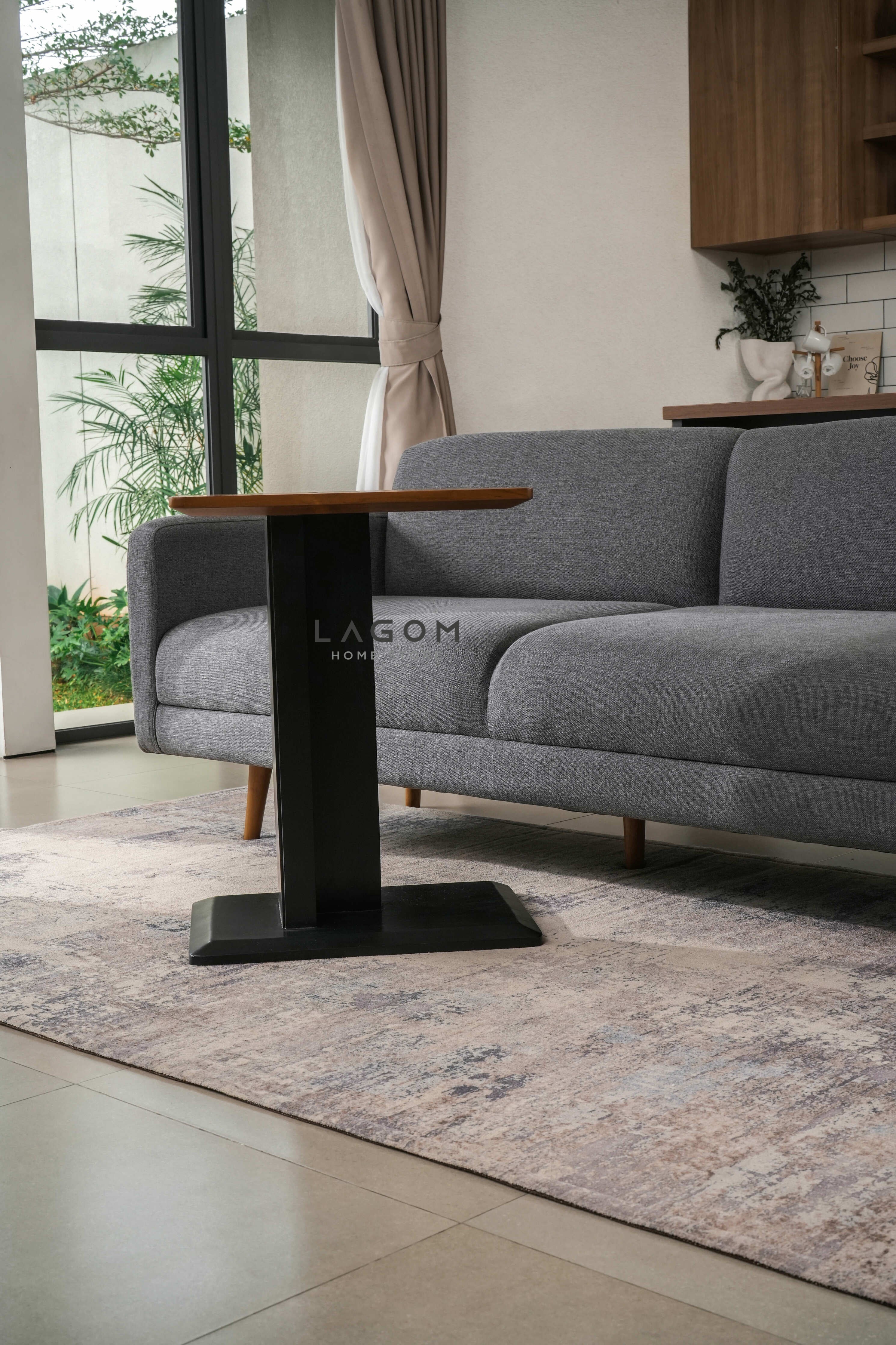 Meja Samping dengan Slot HP dan iPad dari Kayu Jati Side Table Lagom Home Store Jati Furnitur Teak Furniture Jakarta