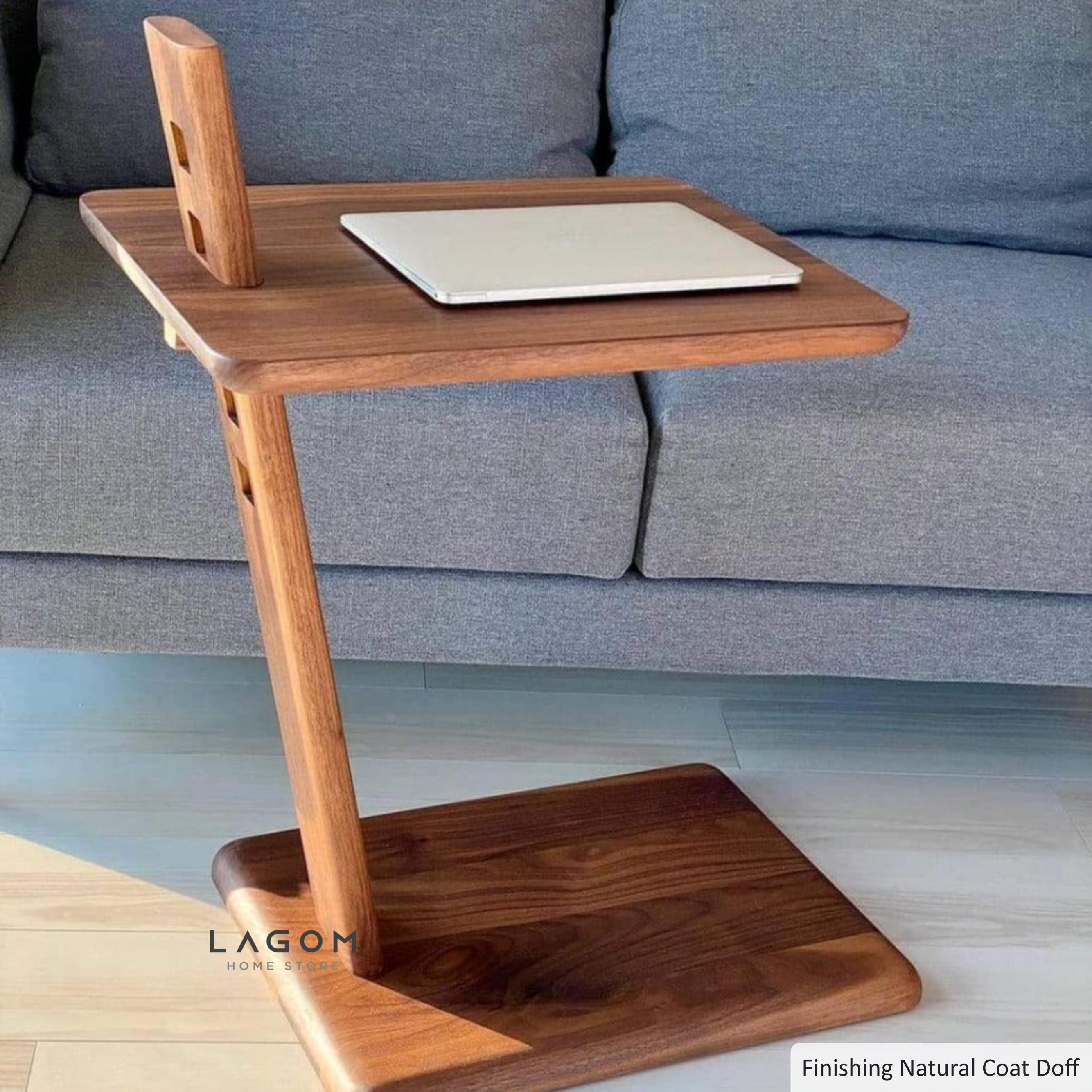 Meja Samping Kayu Jati - Tinggi Adjustable Natural Brown Side Table Lagom Home Store Jati Furnitur Teak Furniture Jakarta