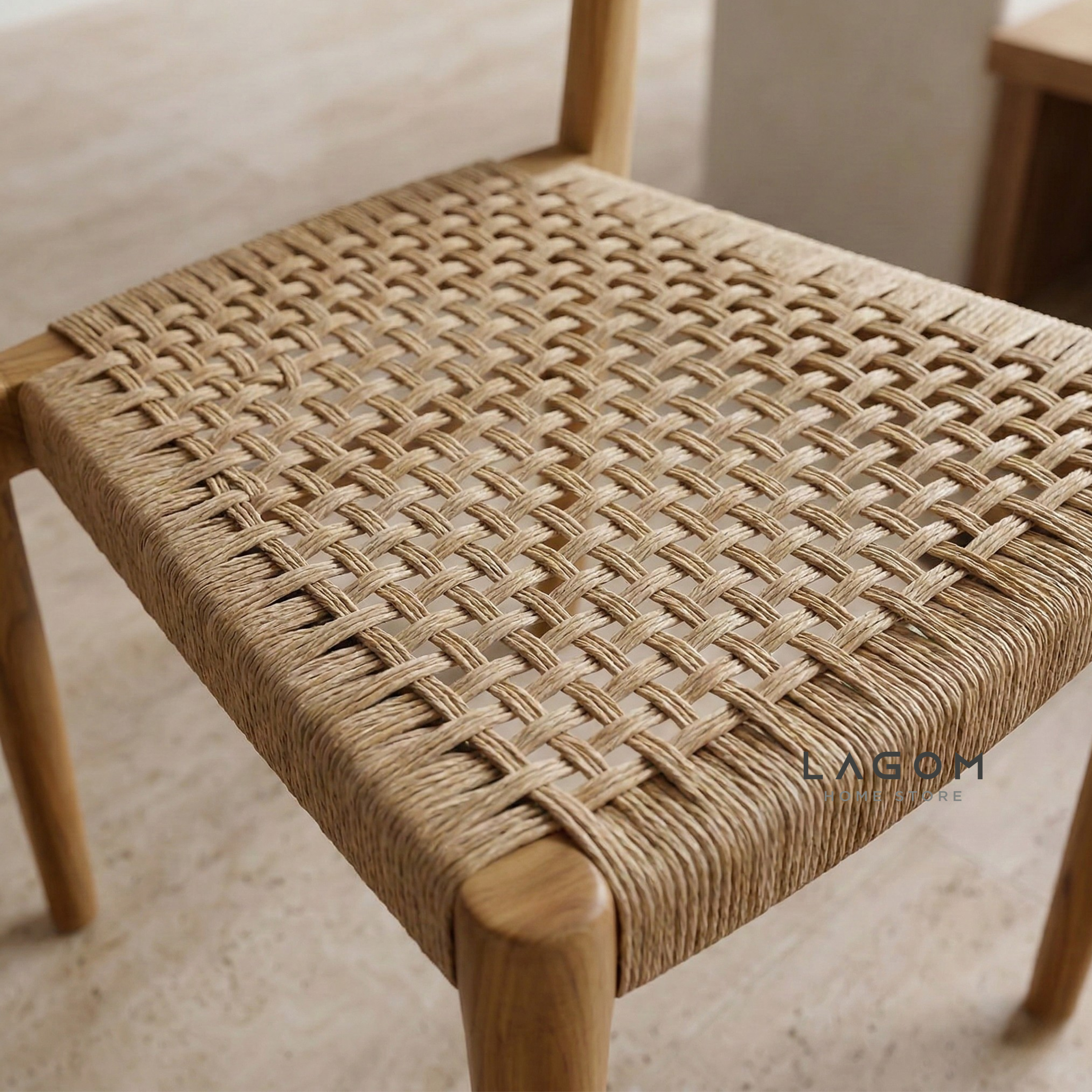 Minimalist Chair in Teak & Paper Loom Chair Lagom Home Store Jati Furnitur Teak Furniture Jakarta