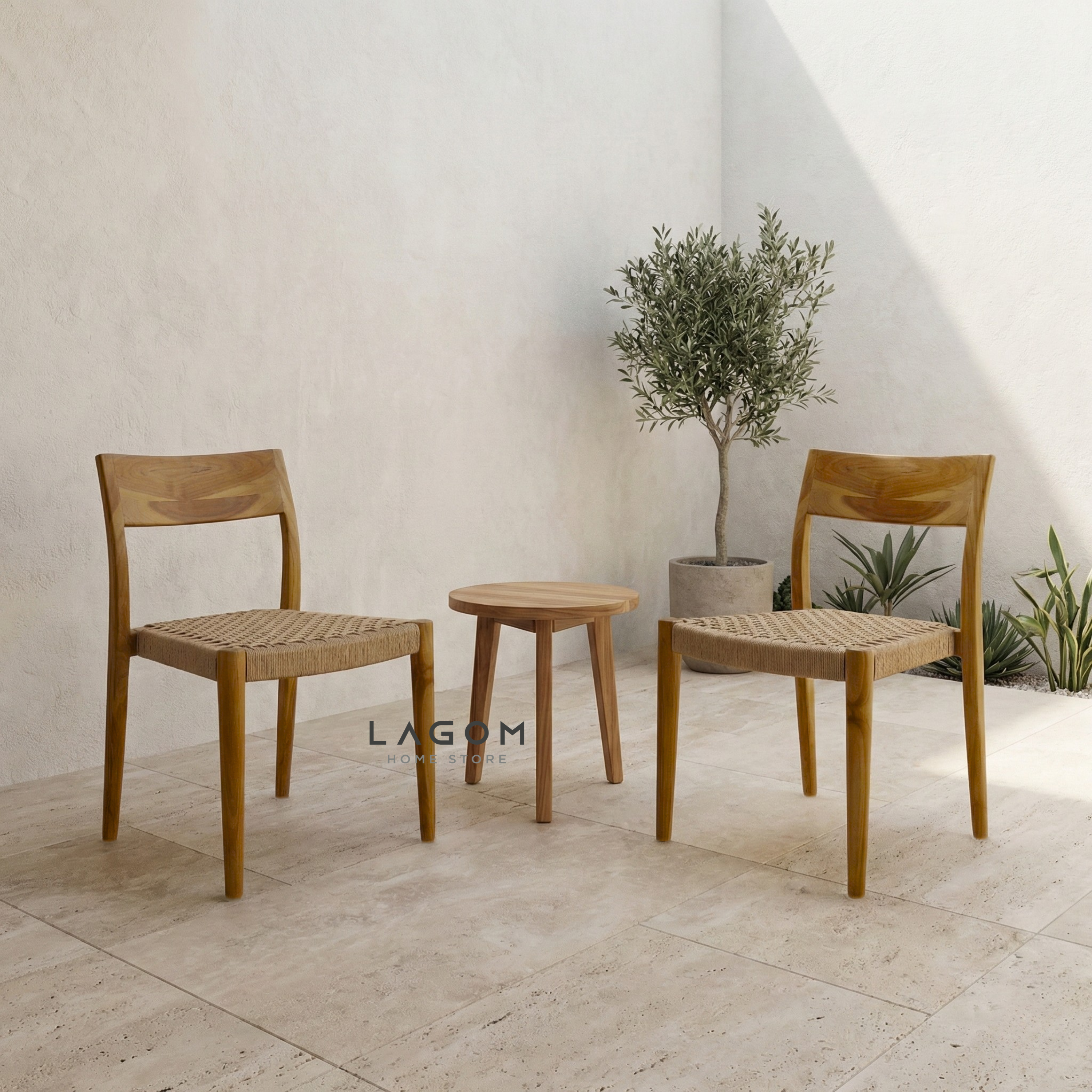 Minimalist Chair in Teak & Paper Loom Chair Lagom Home Store Jati Furnitur Teak Furniture Jakarta