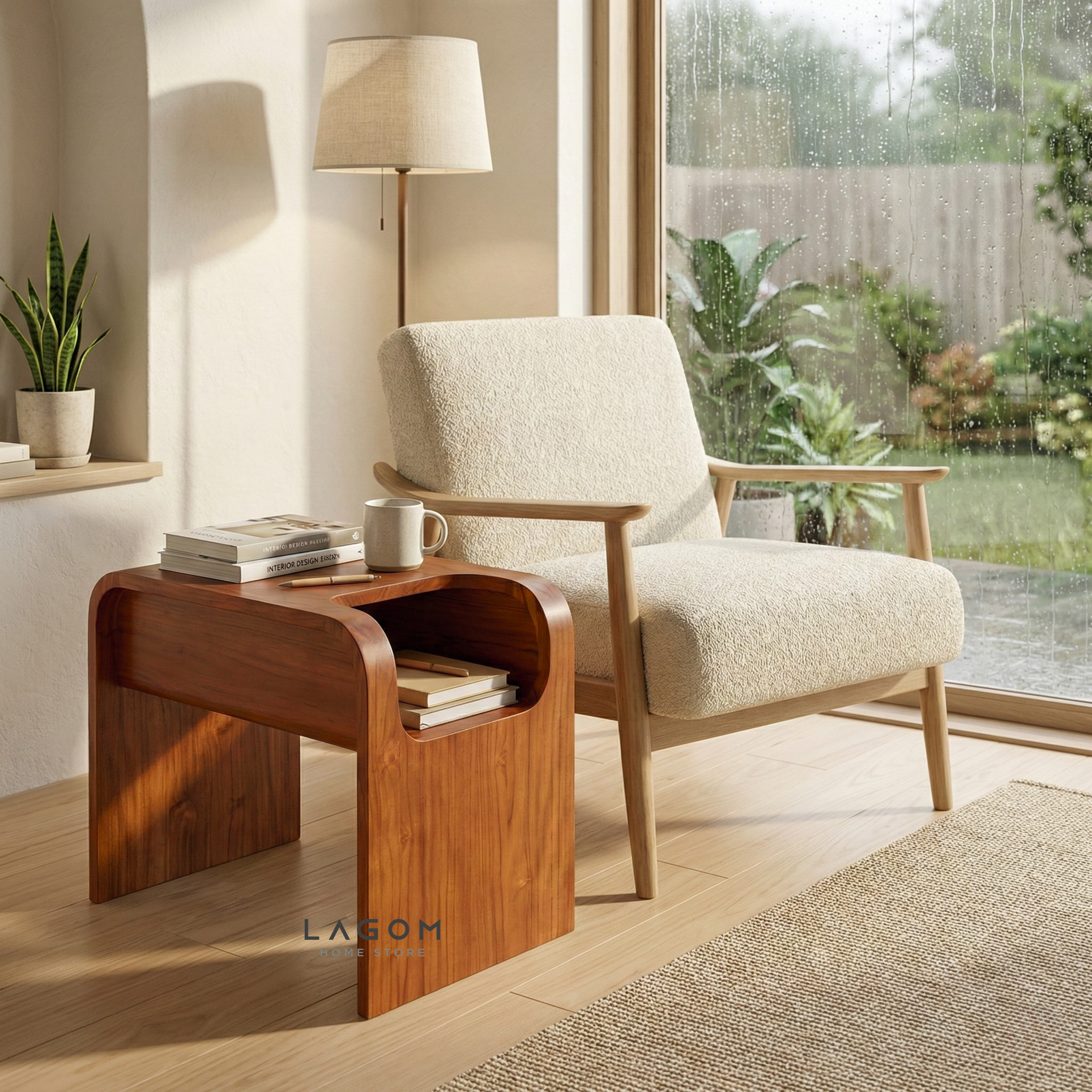 Minimalist Teak Side Table with Open Storage Side Table Lagom Home Store Jati Furnitur Teak Furniture Jakarta