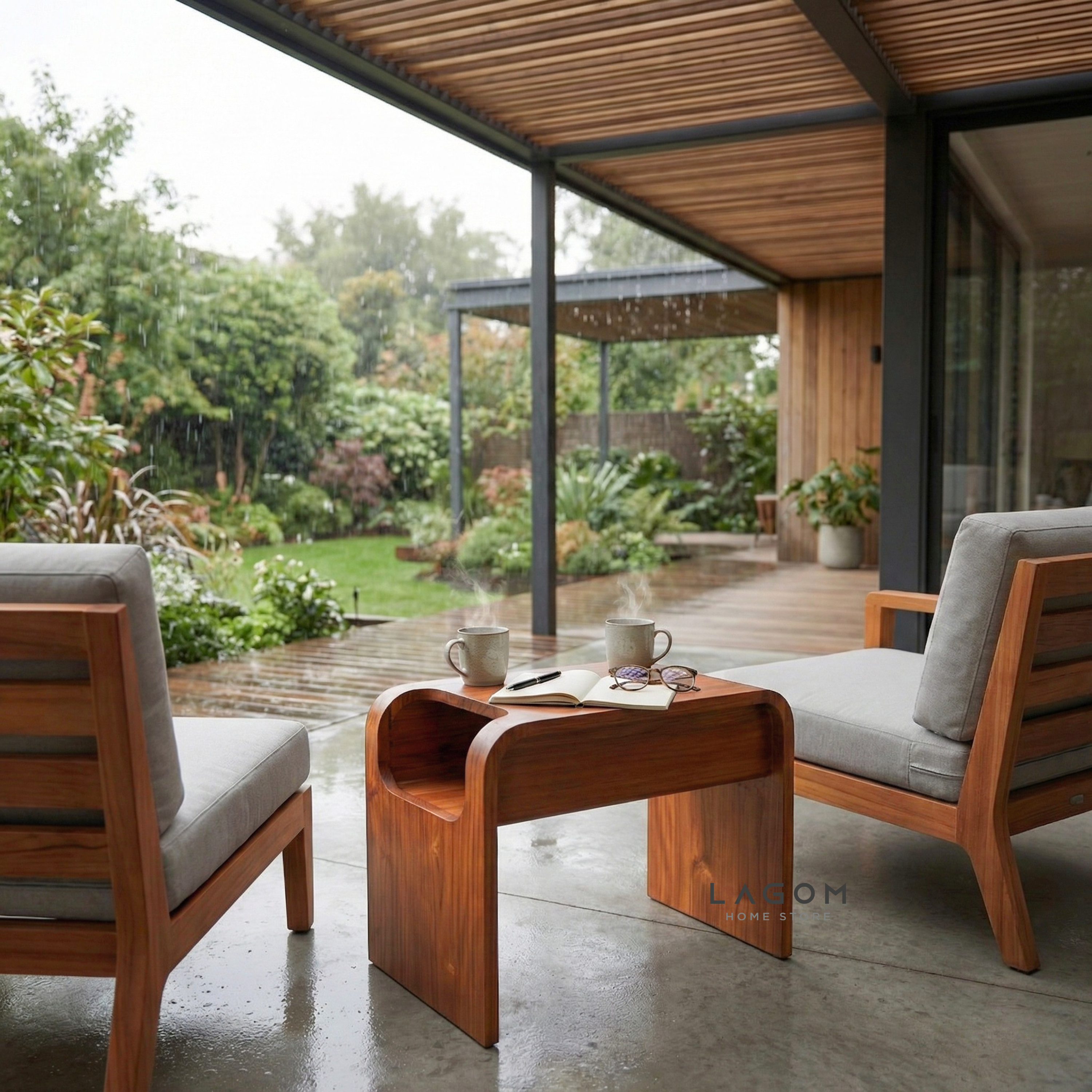 Minimalist Teak Side Table with Open Storage Side Table Lagom Home Store Jati Furnitur Teak Furniture Jakarta