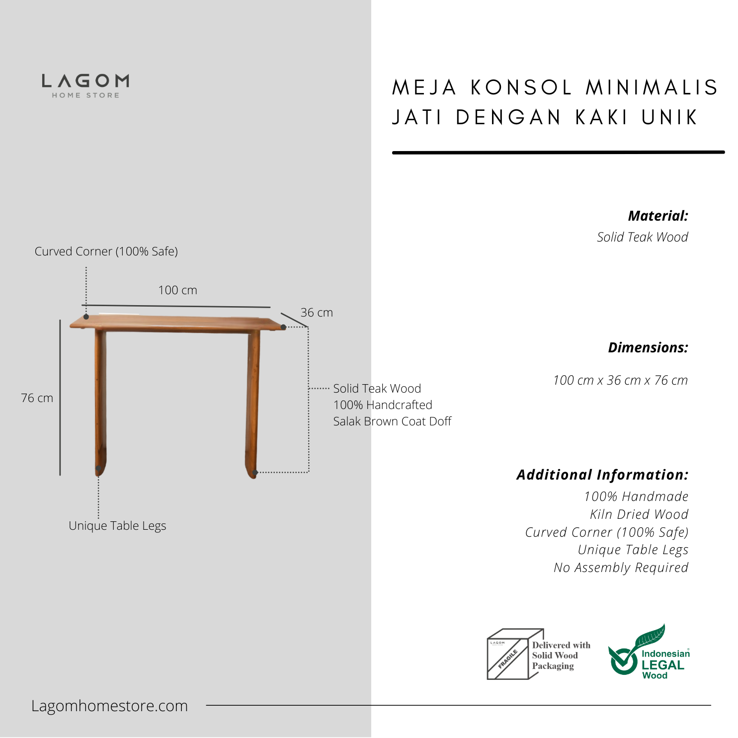 Minimalist Teak Wood Console Table Console Table Lagom Home Store Jati Furnitur Teak Furniture Jakarta
