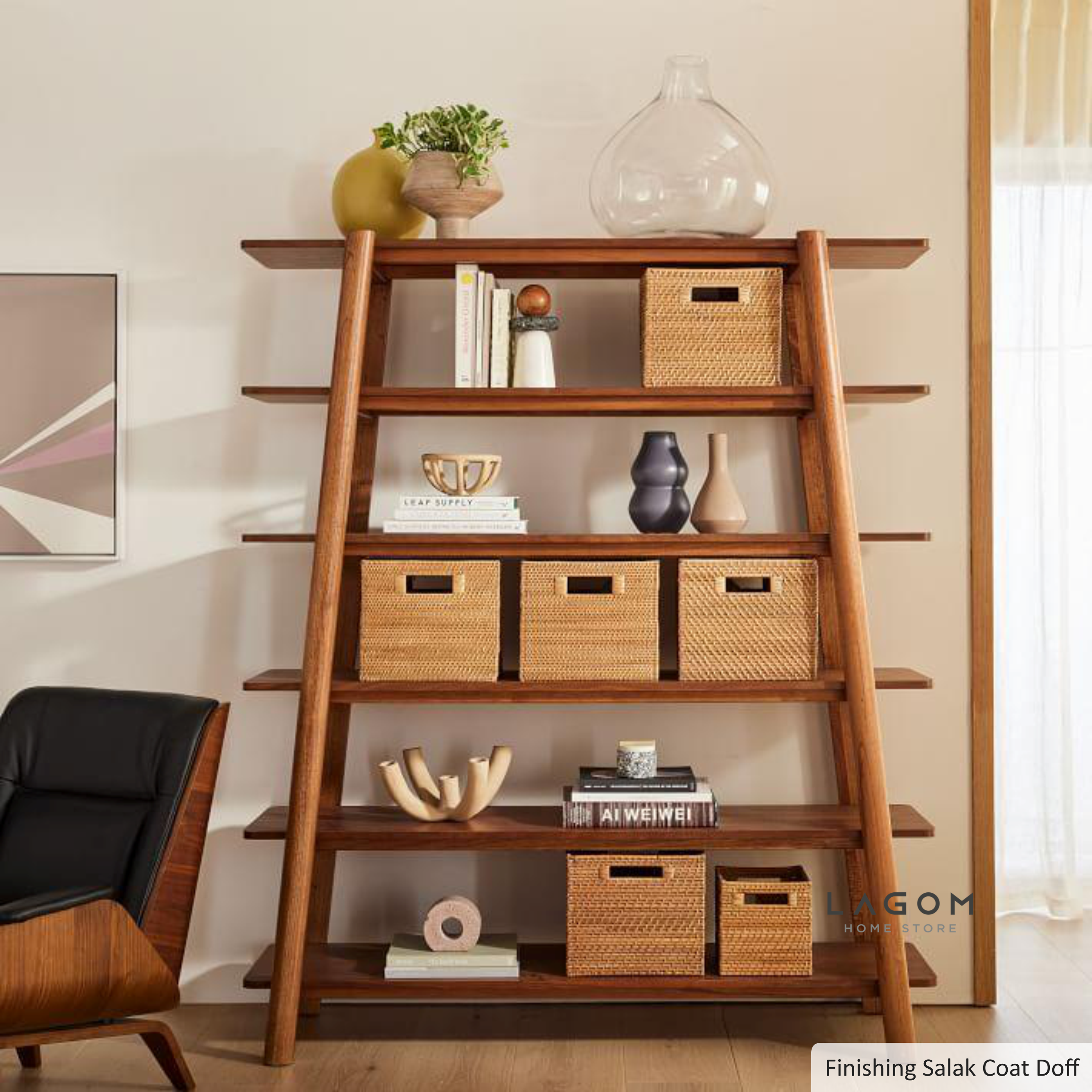 Rak Buku Kayu Jati 6 Tingkat Bookshelves Lagom Home Store Jati Furnitur Teak Furniture Jakarta