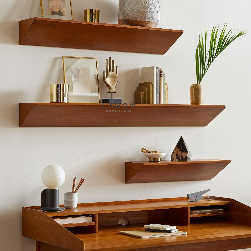 Rak Dinding Kayu Jati Estetis untuk Pajangan Wall Shelf Lagom Home Store Jati Furnitur Teak Furniture Jakarta