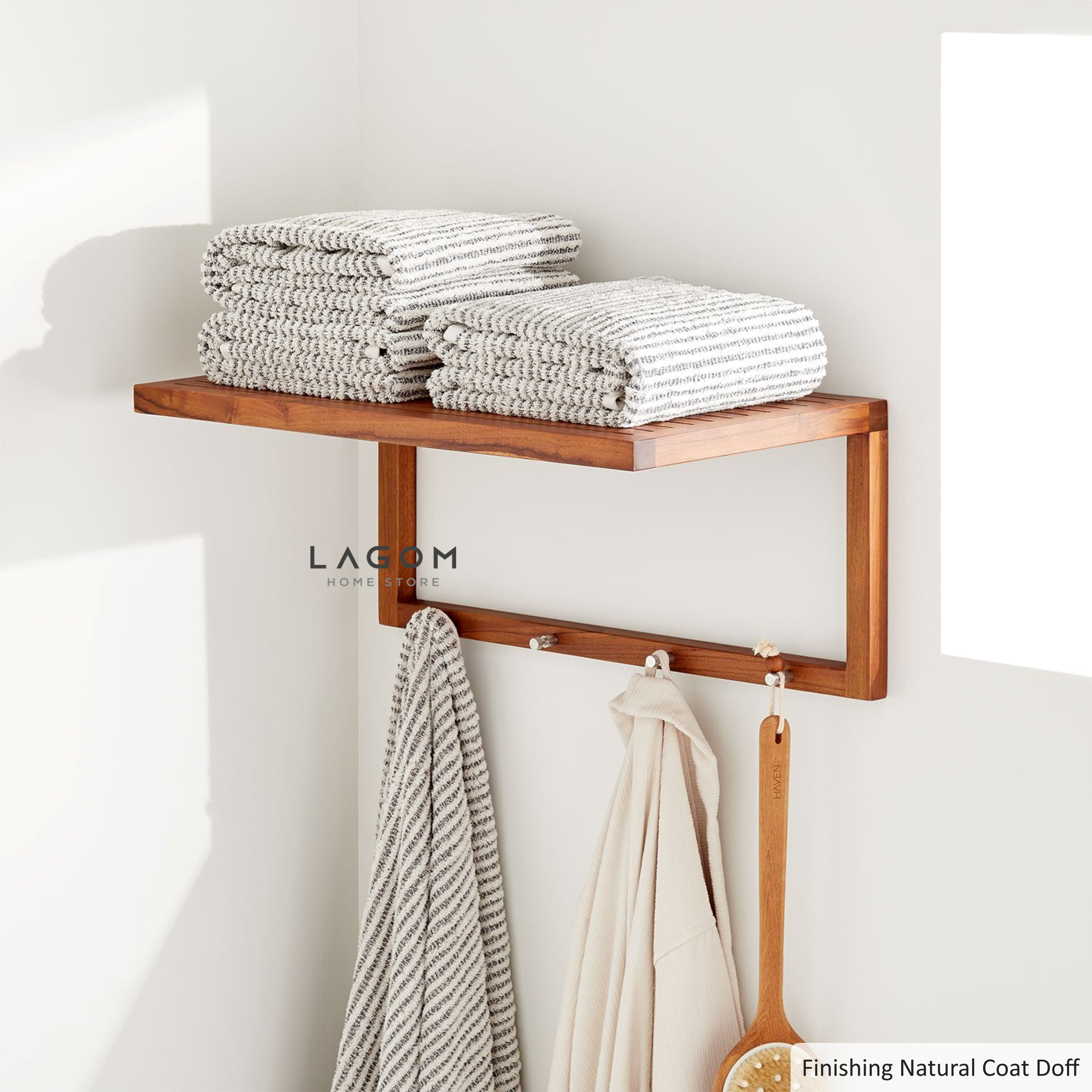 Rak Handuk Dinding dari Kayu Jati Towel Rack Lagom Home Store Jati Furnitur Teak Furniture Jakarta