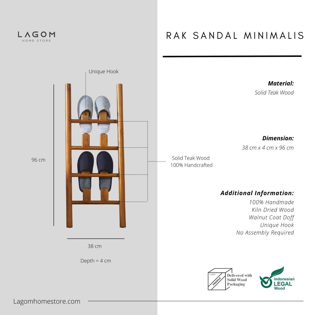 Rak Sandal Desain Minimalis Sandal Rack Lagom Home Store Jati Furnitur Teak Furniture Jakarta