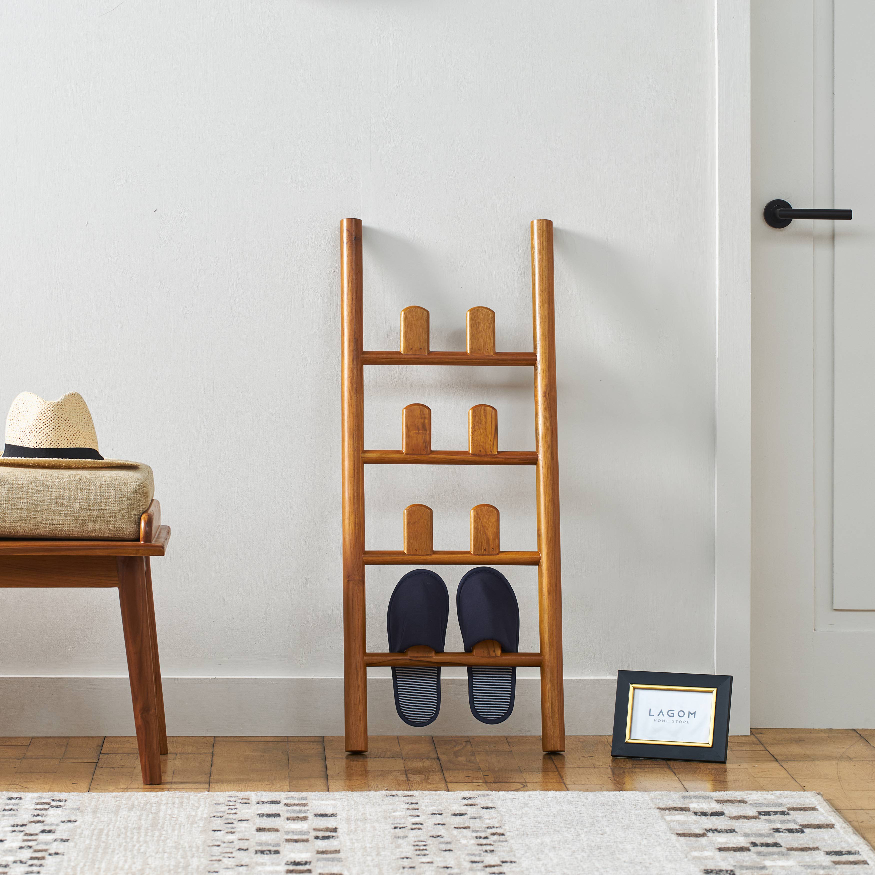 Rak Sepatu dan Sandal Desain Minimalis Shoe Rack Lagom Home Store Jati Furnitur Teak Furniture Jakarta