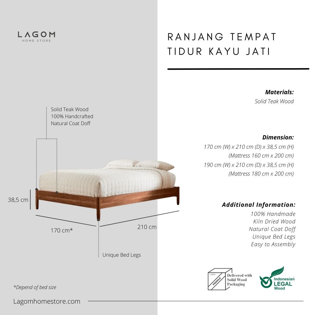 Ranjang Tempat Tidur Kayu Jati Minimalis Bed Frame Lagom Home Store Jati Furnitur Teak Furniture Jakarta