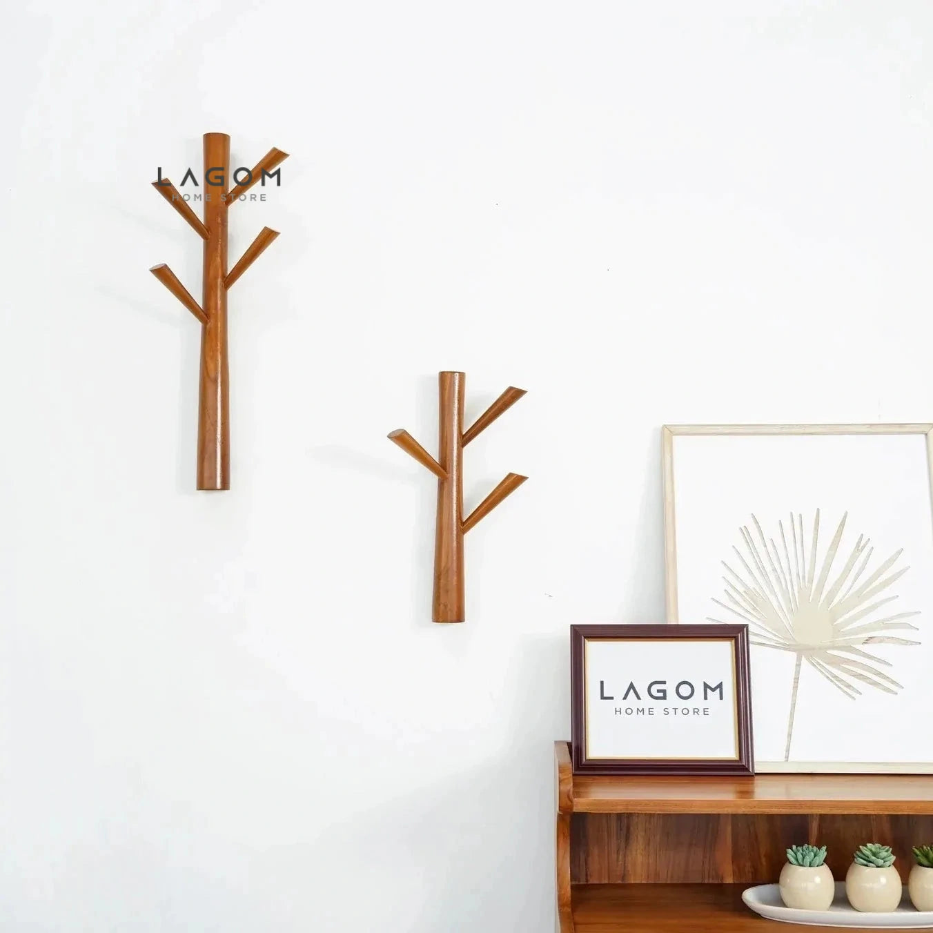 Set 2 Gantungan Dinding Kayu Jati dengan Bentuk Ranting Wall Coat Hanger Lagom Home Store Jati Furnitur Teak Furniture Jakarta