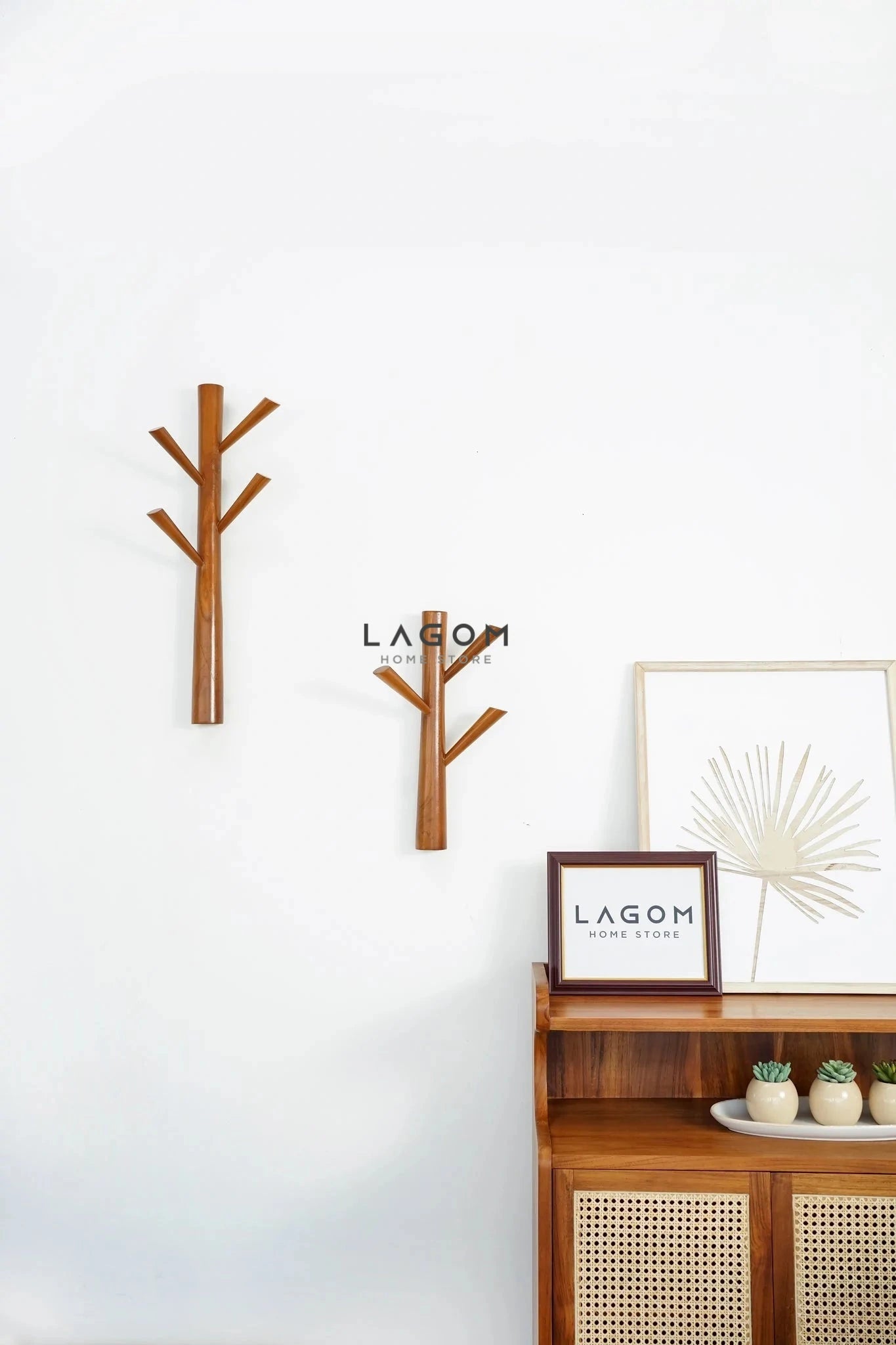 Set 2 Gantungan Dinding Kayu Jati dengan Bentuk Ranting Wall Coat Hanger Lagom Home Store Jati Furnitur Teak Furniture Jakarta