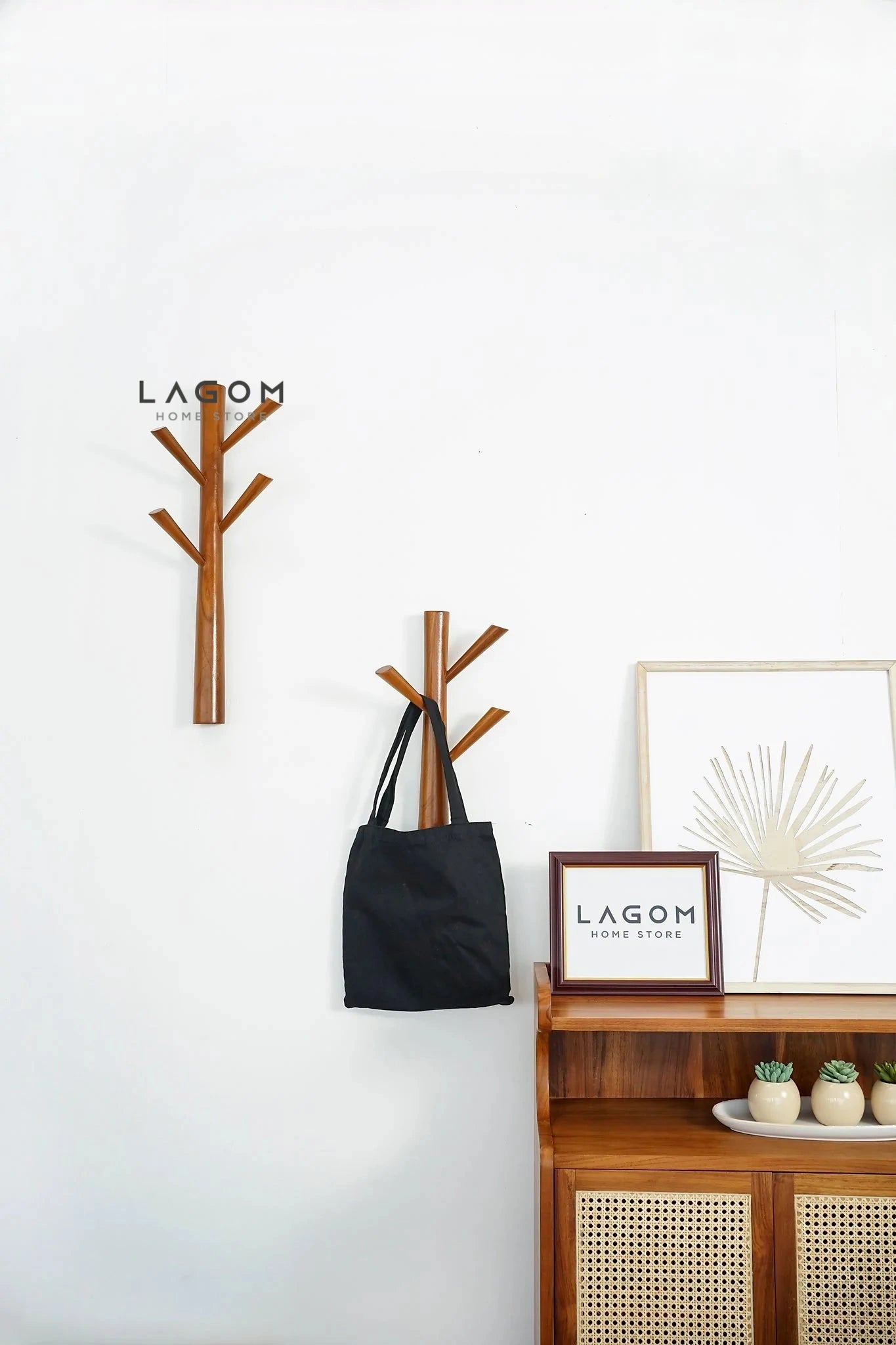 Set 2 Gantungan Dinding Kayu Jati dengan Bentuk Ranting Wall Coat Hanger Lagom Home Store Jati Furnitur Teak Furniture Jakarta