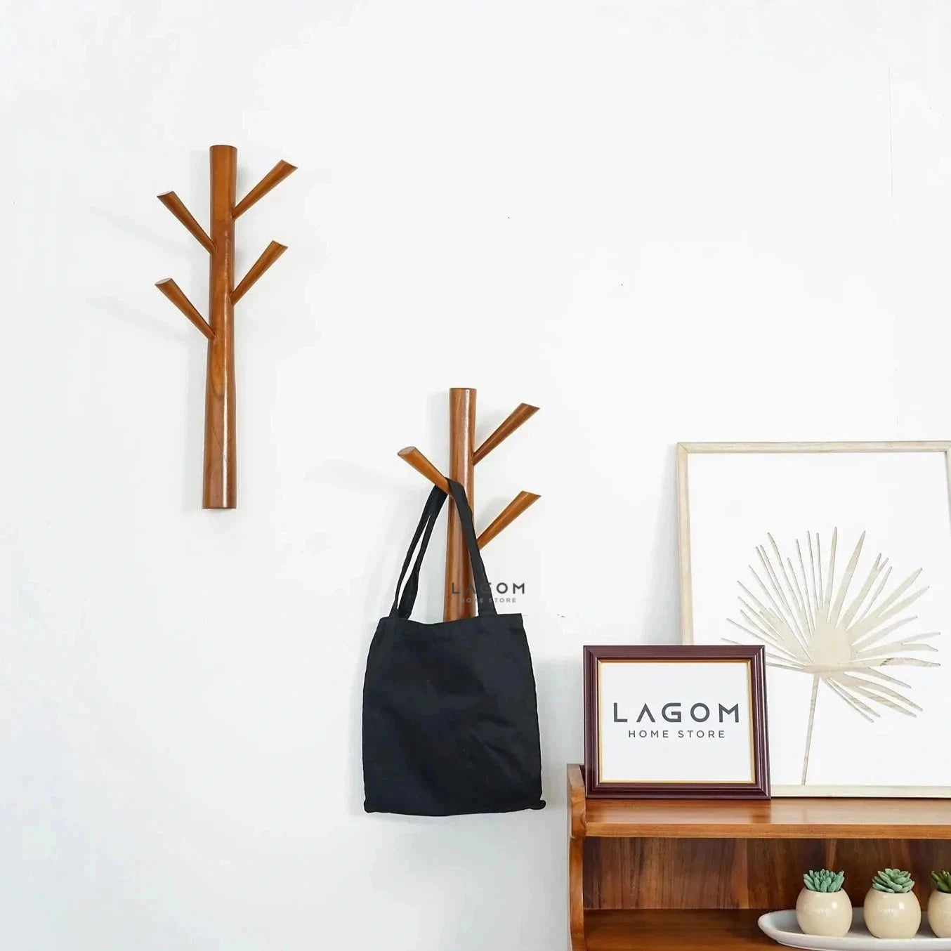 Set 2 Gantungan Dinding Kayu Jati dengan Bentuk Ranting Wall Coat Hanger Lagom Home Store Jati Furnitur Teak Furniture Jakarta