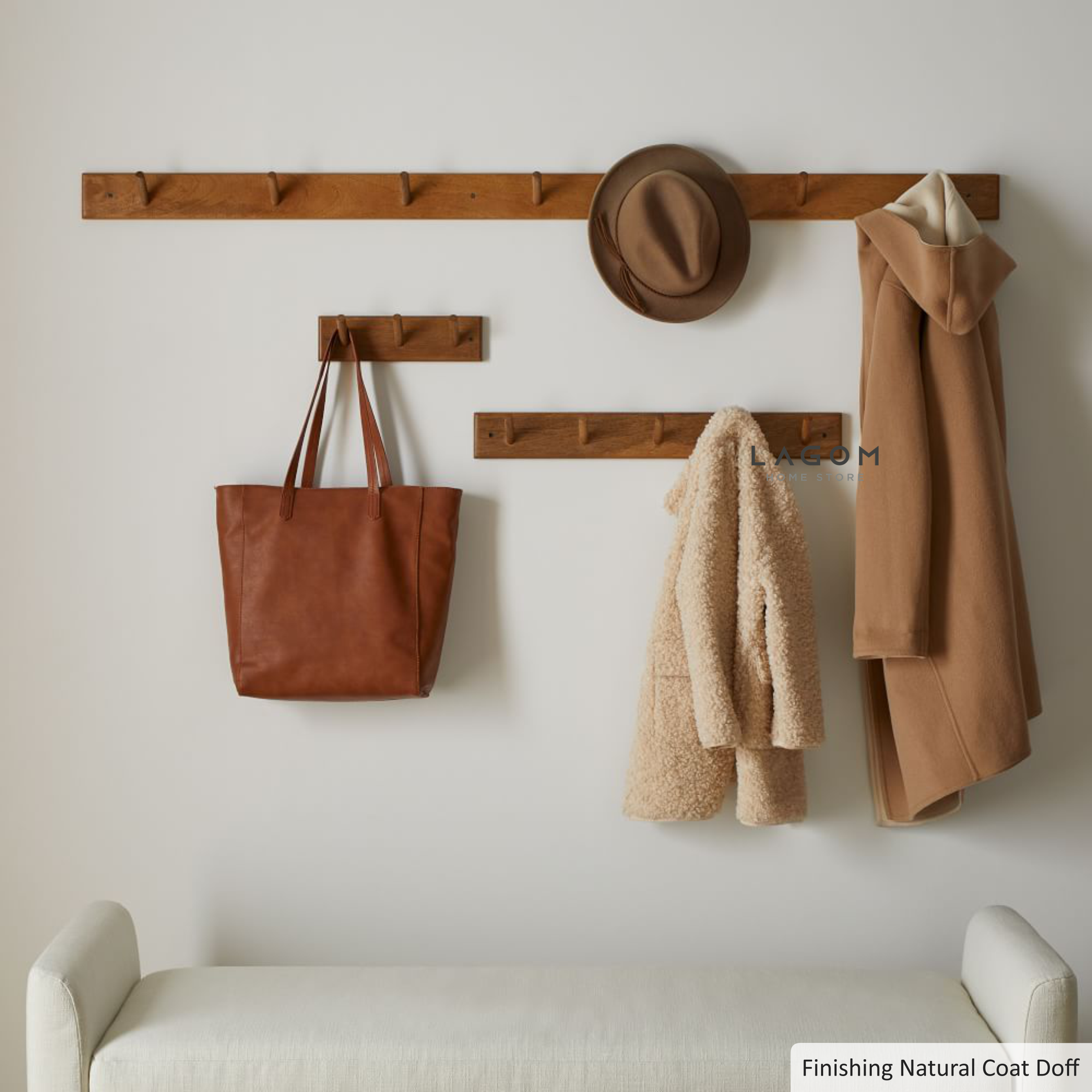 Set Gantungan Pakaian dengan 3 Ukuran dari Kayu Jati Wall Coat Hanger Lagom Home Store Jati Furnitur Teak Furniture Jakarta