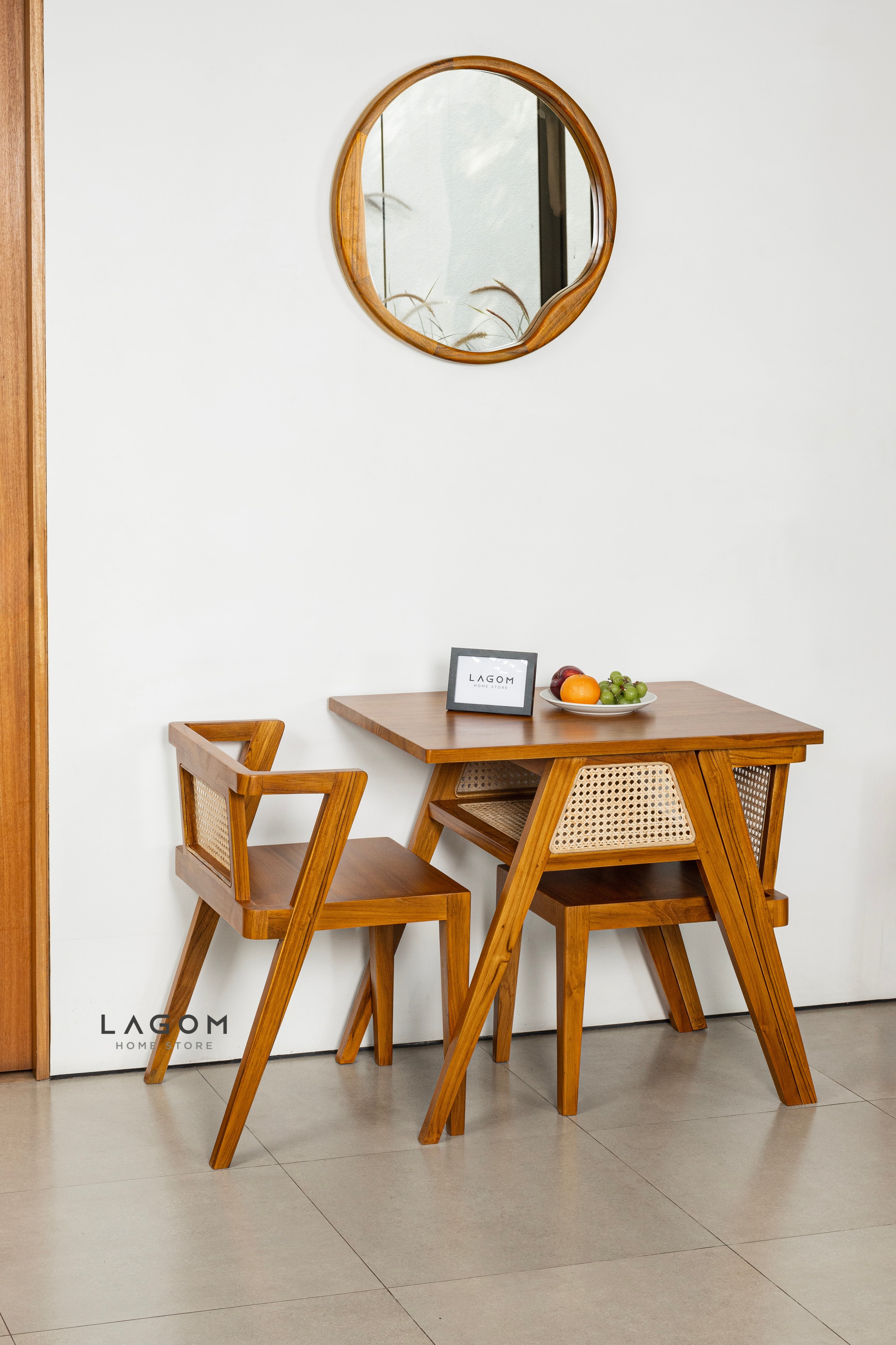 Set Meja Makan Jati dan Rotan Unik Dining Set Lagom Home Store Jati Furnitur Teak Furniture Jakarta