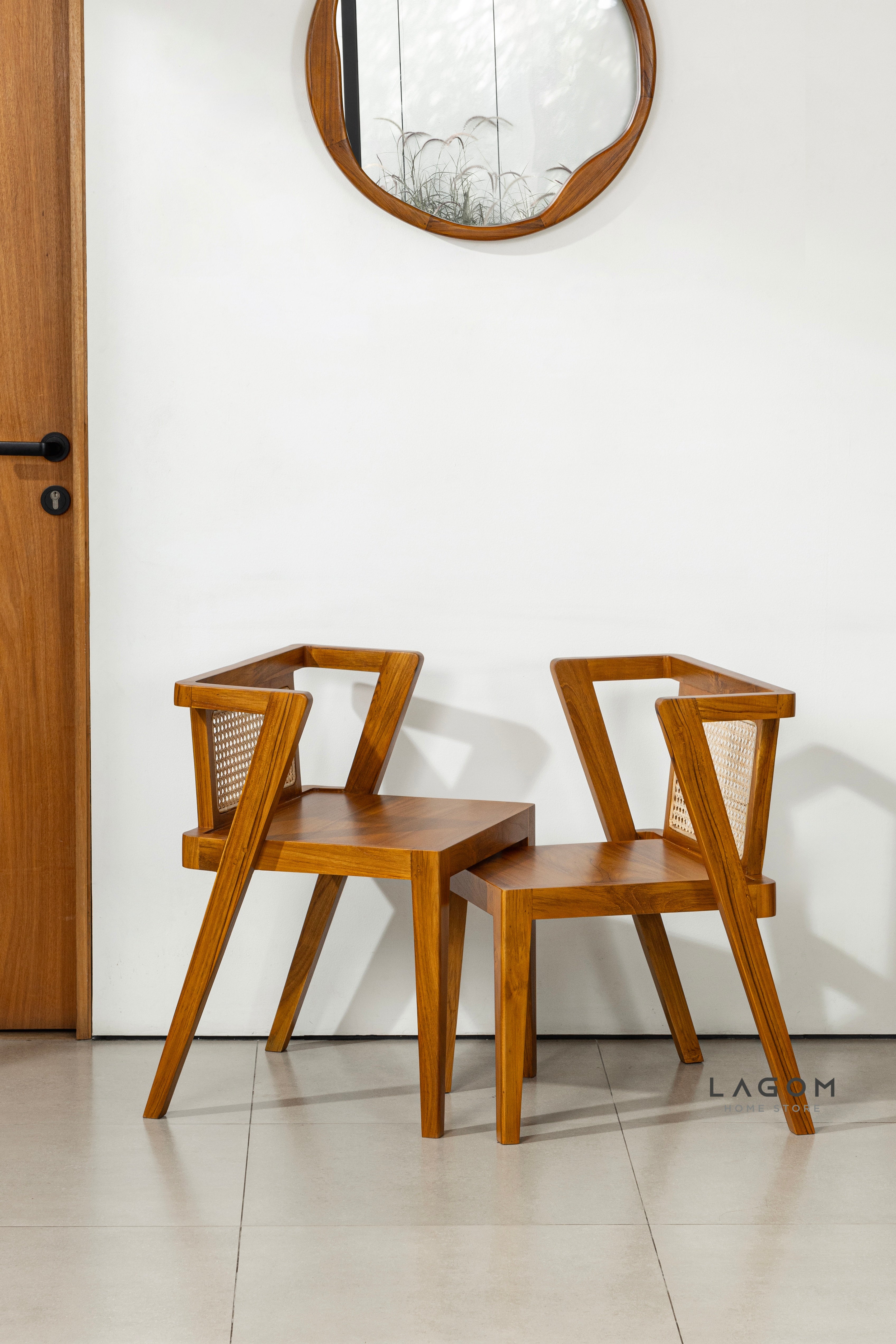 Set Meja Makan Jati dan Rotan Unik Dining Set Lagom Home Store Jati Furnitur Teak Furniture Jakarta