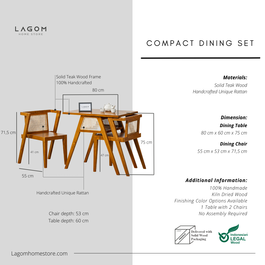 Set Meja Makan Jati dan Rotan Unik Dining Set Lagom Home Store Jati Furnitur Teak Furniture Jakarta