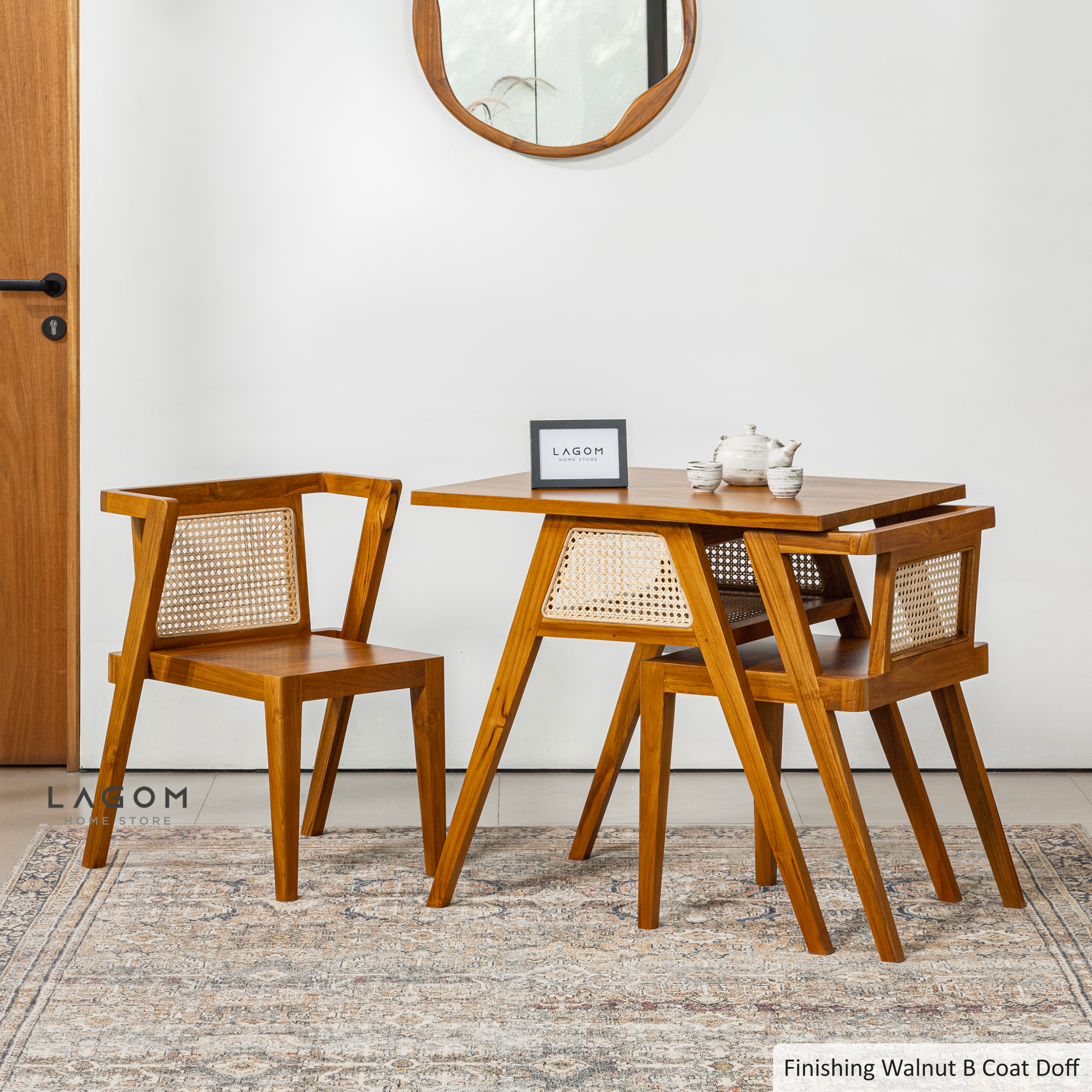 Set Meja Makan Jati dan Rotan Unik Dining Set Lagom Home Store Jati Furnitur Teak Furniture Jakarta